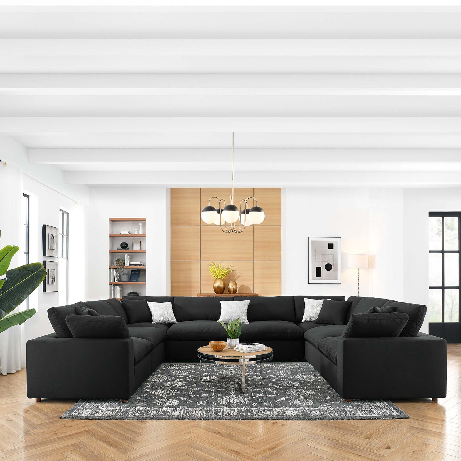 Comino 8 Piece Modular Sectional Sofa Black