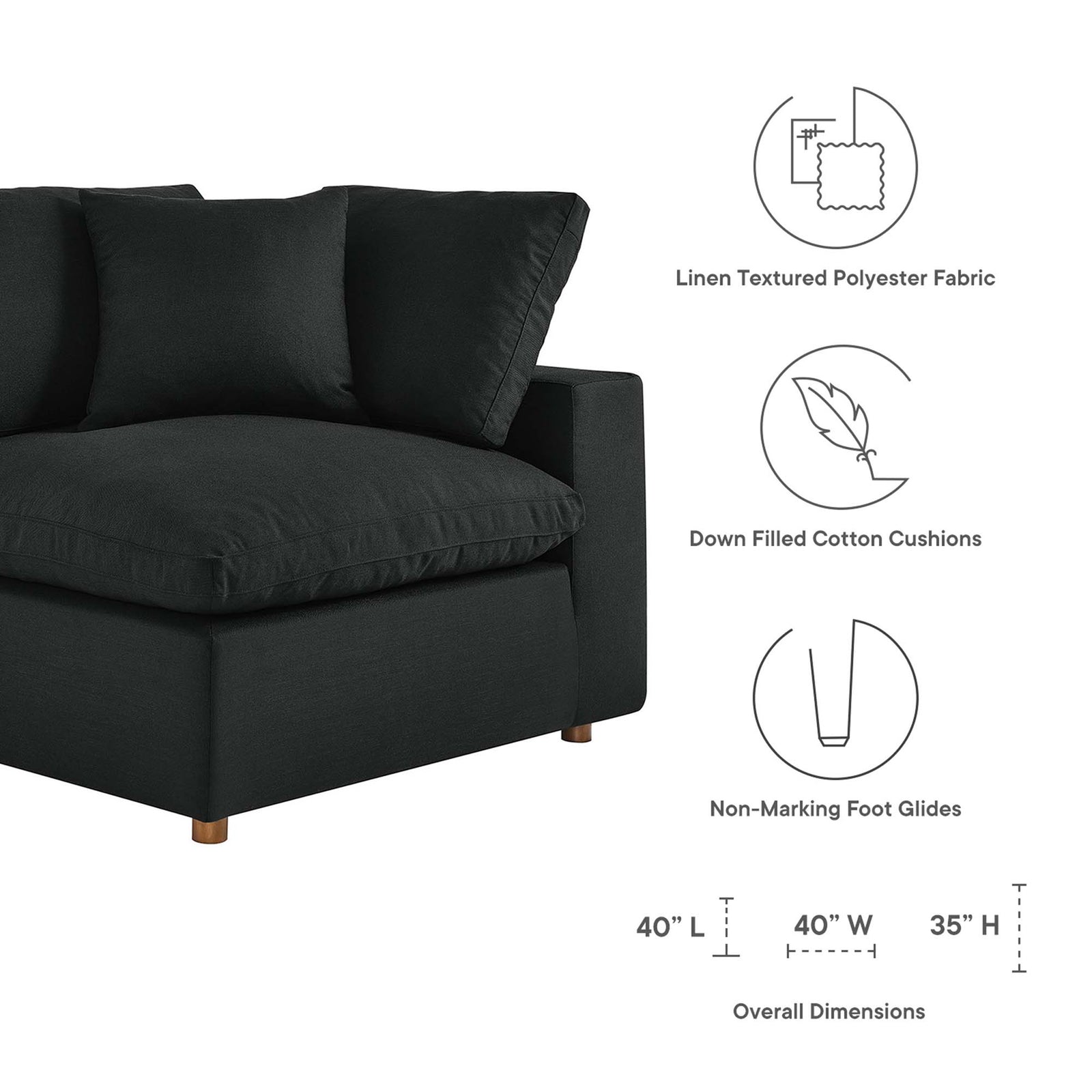 Carmen 7 Piece Modular Sofa with Ottoman Black