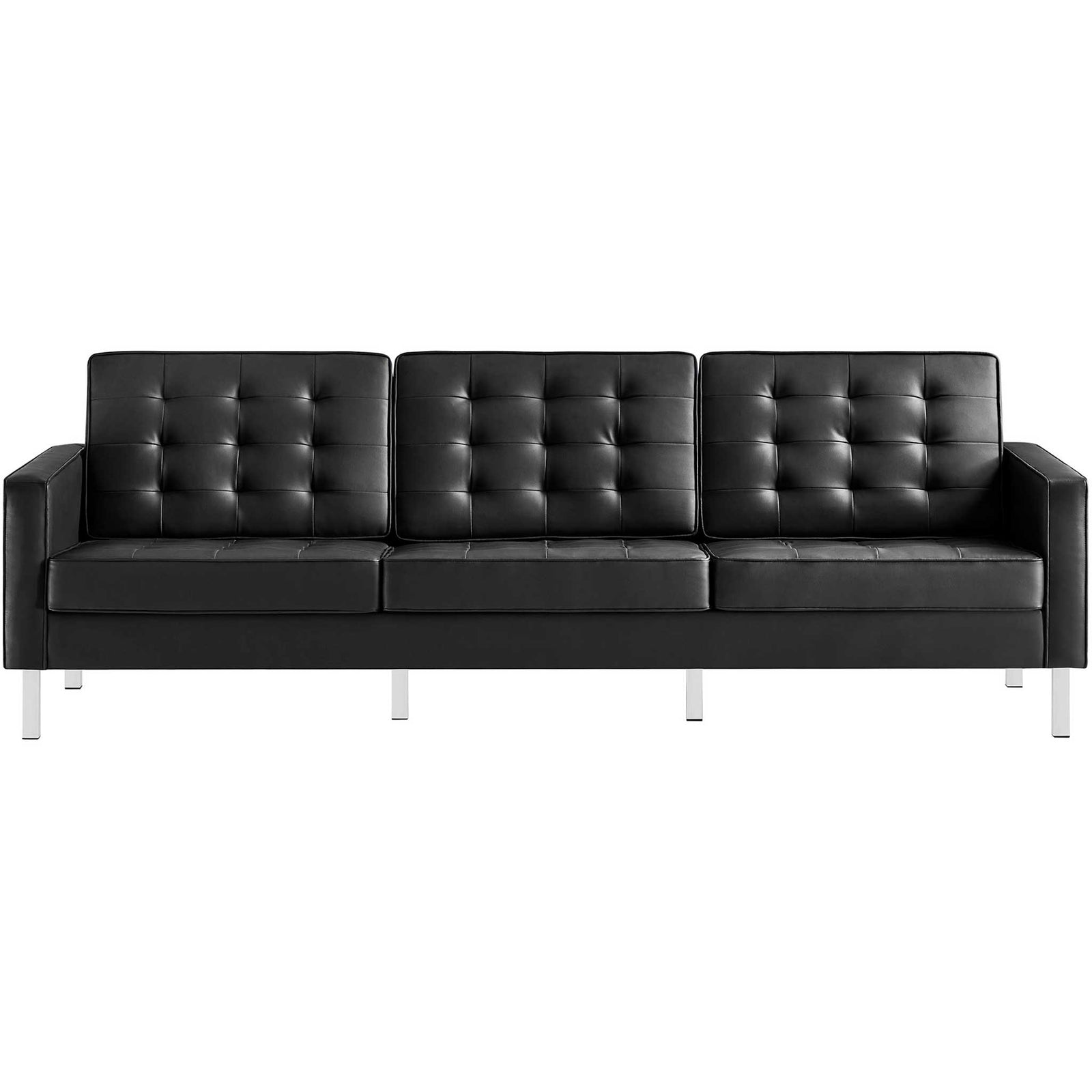Lyte Leather Sofa Silver/Black