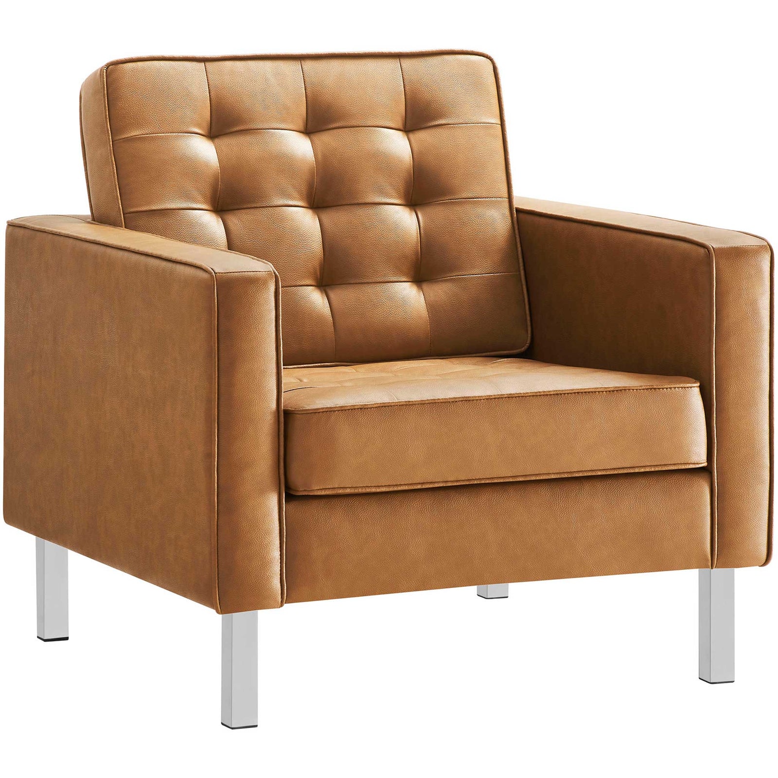 Lofton Leather Armchair Silver/Tan