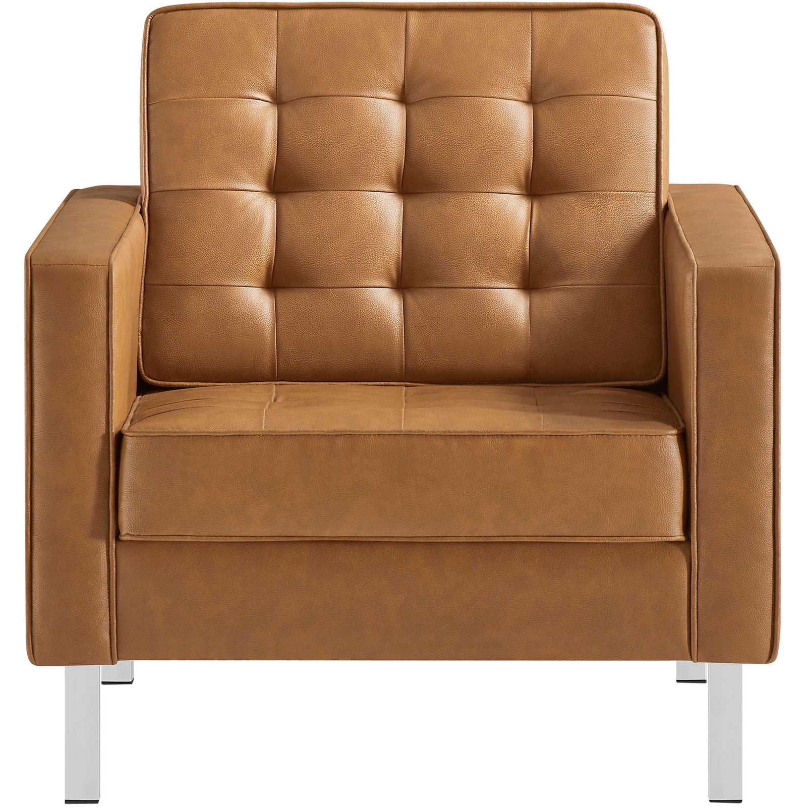 Lofton Leather Armchair Silver/Tan