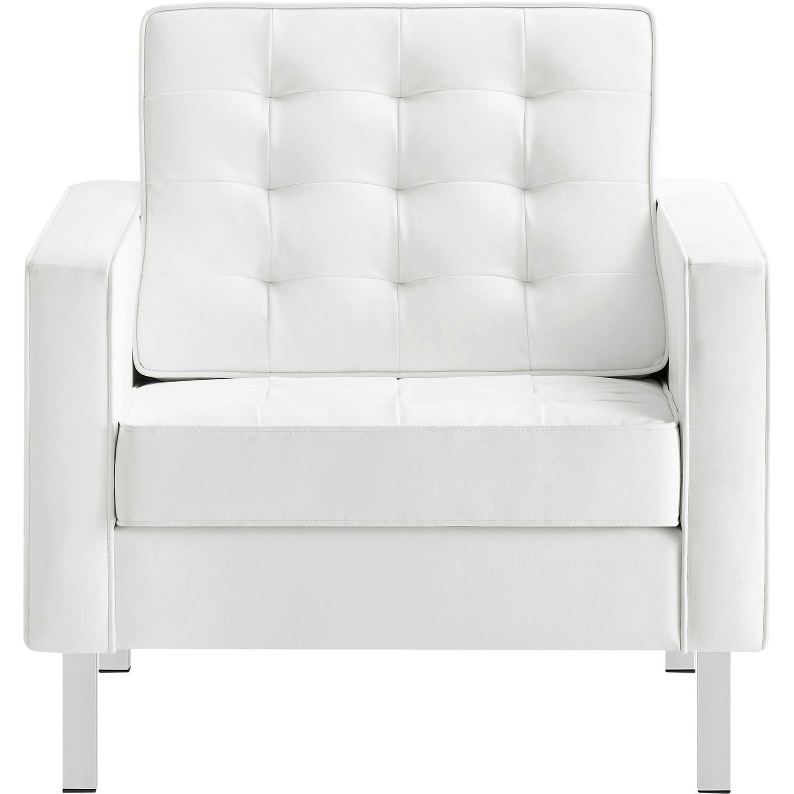 Lofton Leather Armchair Silver/White