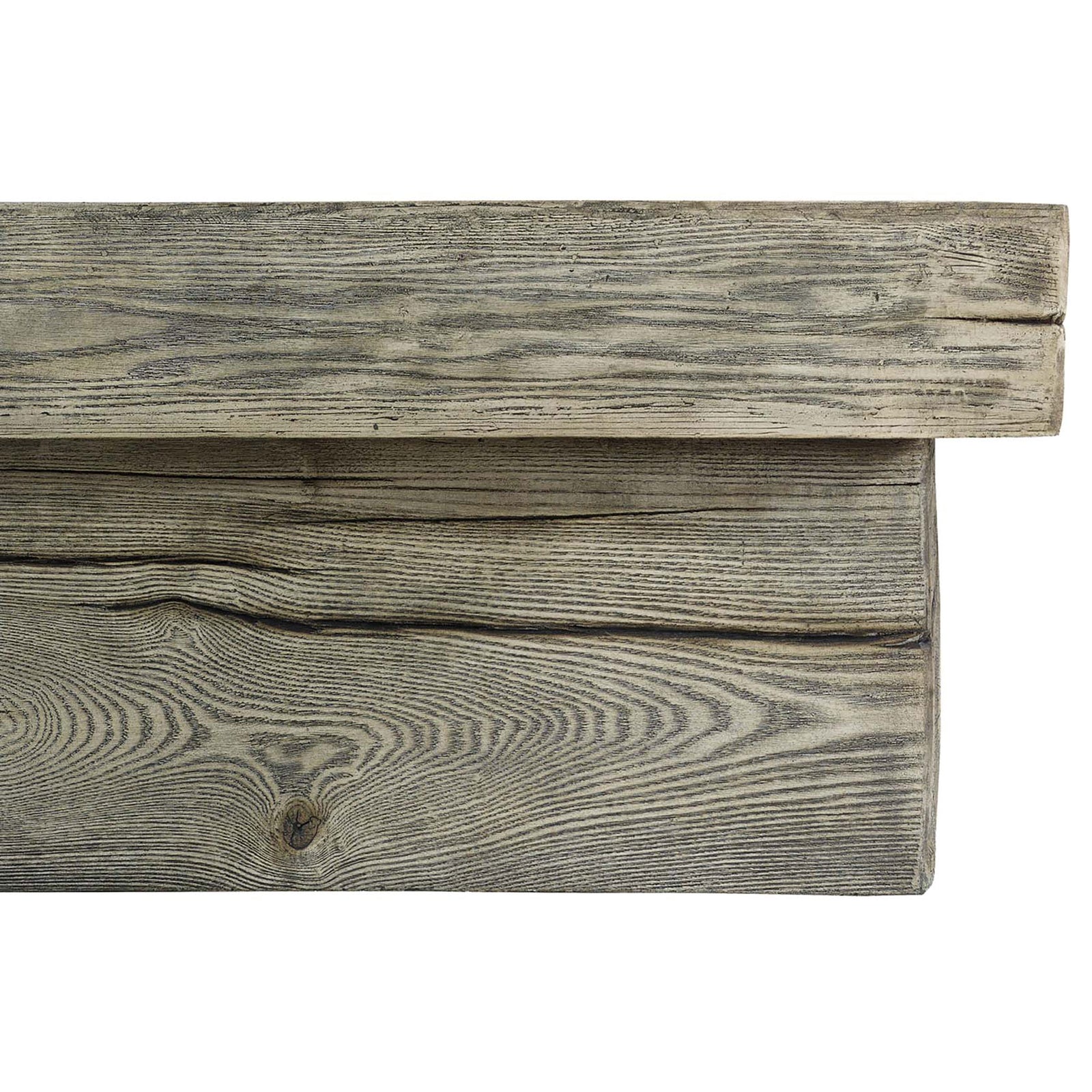Weathered wood-look side paneling with realistic grain texture on the Manteo outdoor fire pit table || EEI-3563-LGR || detail_studio