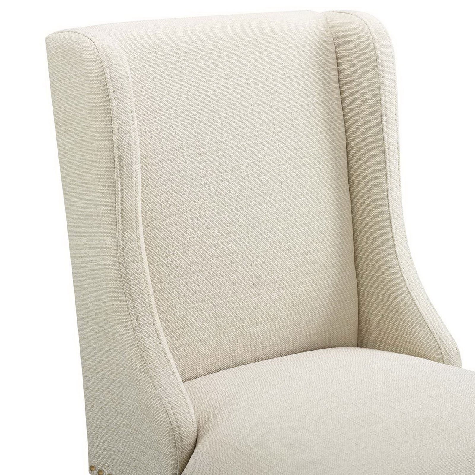 Wingback curves and finely tailored upholstery lend a refined, comfortable seat feel || EEI-3735-BEI || detail_studio