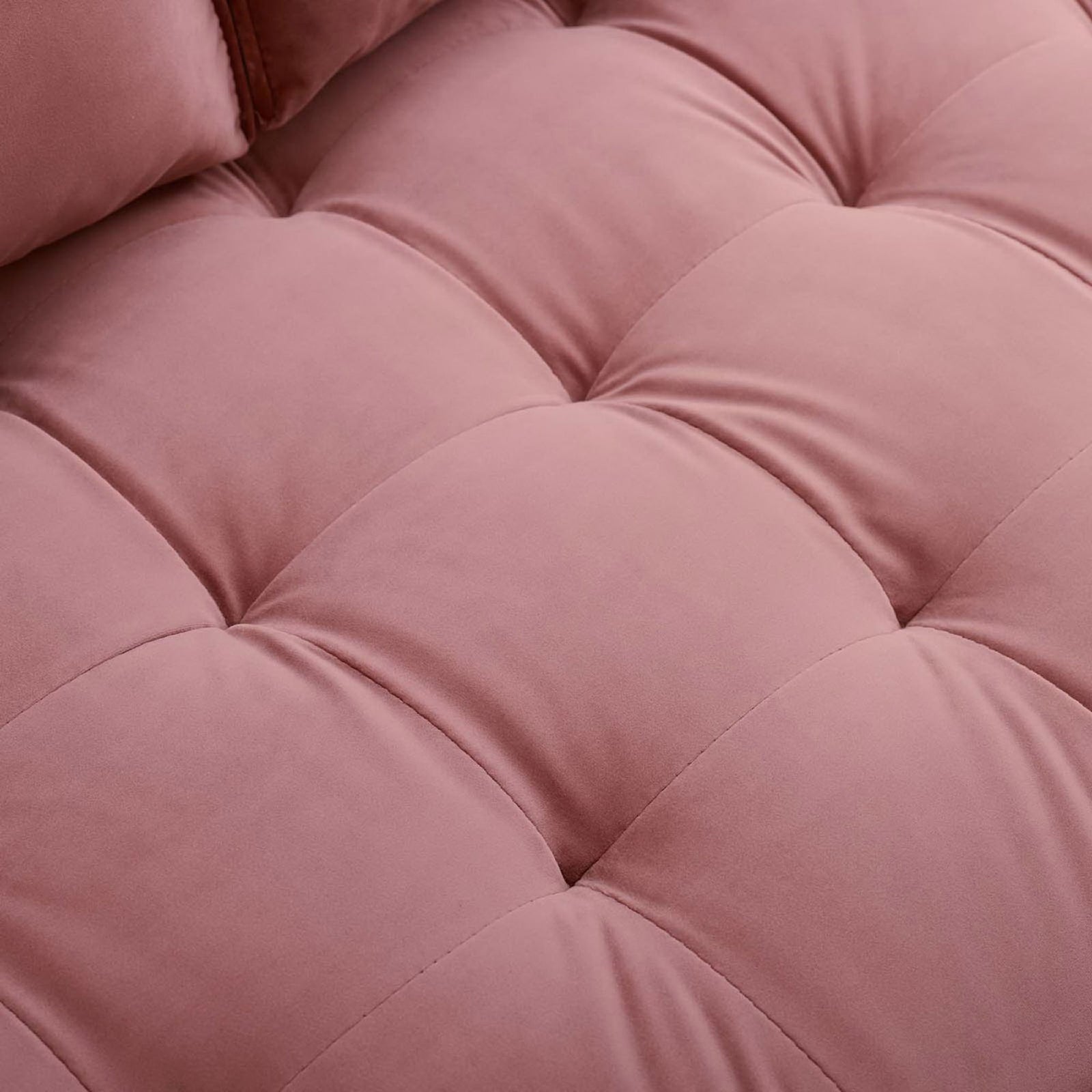 Dusty rose performance velvet upholstery with deep biscuit tufting and plush, supportive cushioning texture || EEI-3764-DUS || swatch_studio