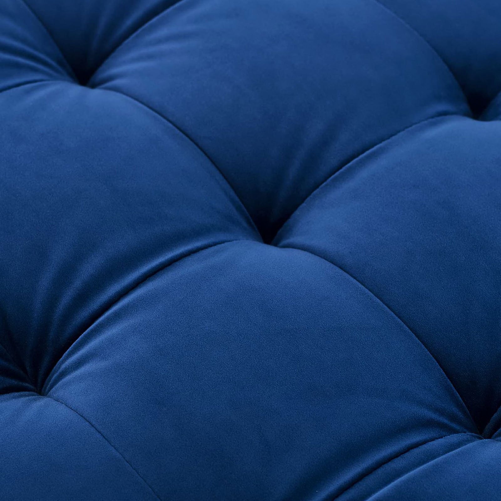 Close-up of navy performance velvet upholstery with soft tufted texture || EEI-3764-NAV || swatch_studio