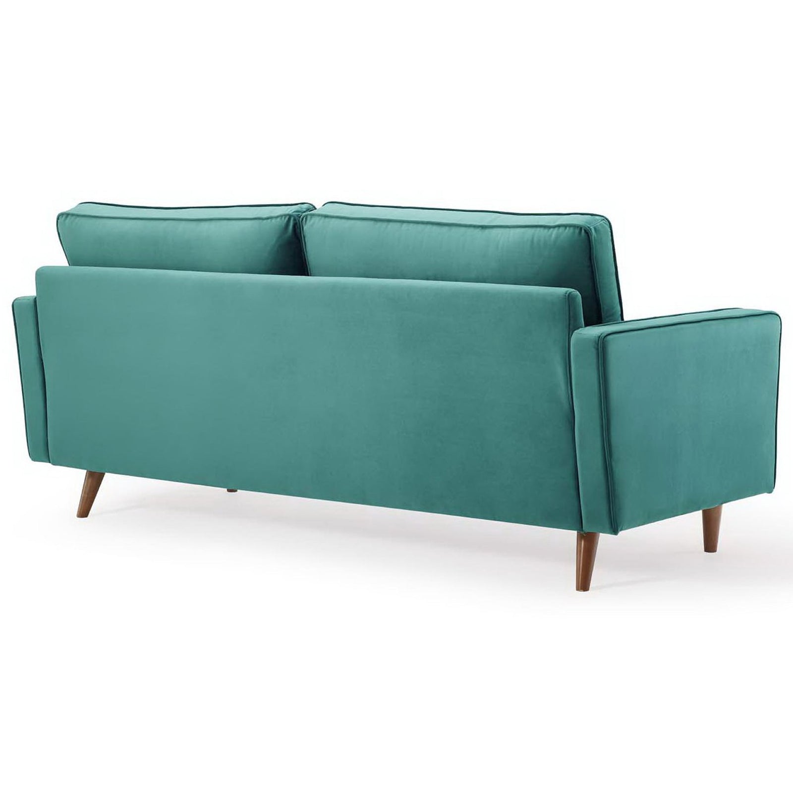 Teal Valour sofa with smooth upholstered back and slim arms for a clean, modern silhouette || EEI-3764-TEA || back_angle_studio