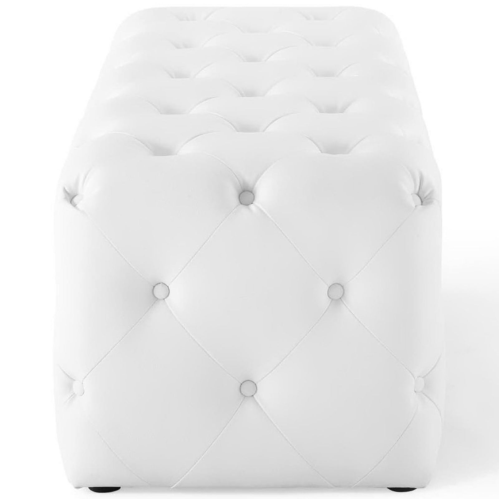 Fully upholstered bench with end-to-end tufting and a streamlined block profile || EEI-3767-WHI || side_studio