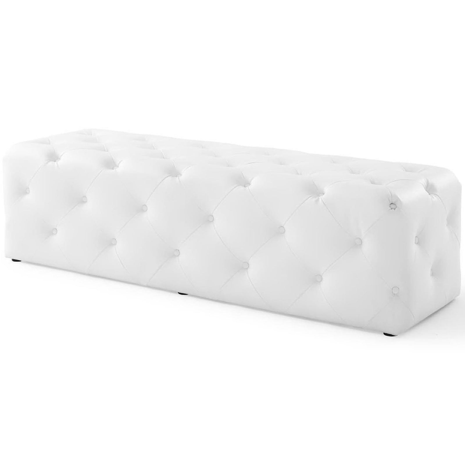 Streamlined bench design showcases smooth corners and evenly spaced tufting || EEI-3769-WHI || front_angle_studio