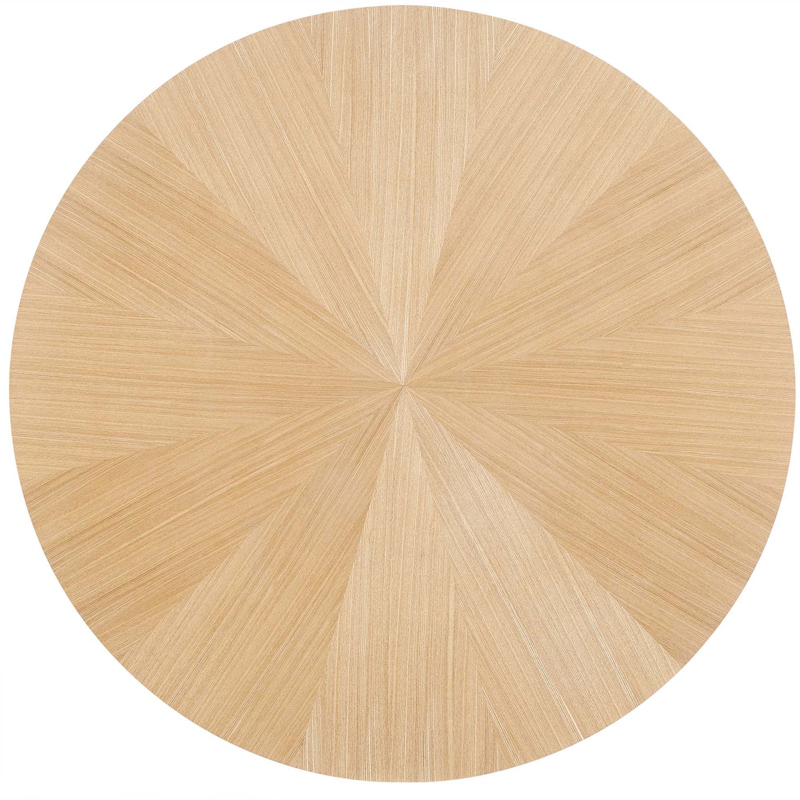 Starburst-pattern oak veneer tabletop creates a striking focal point for modern dining spaces || EEI-3847-OAK || top_studio