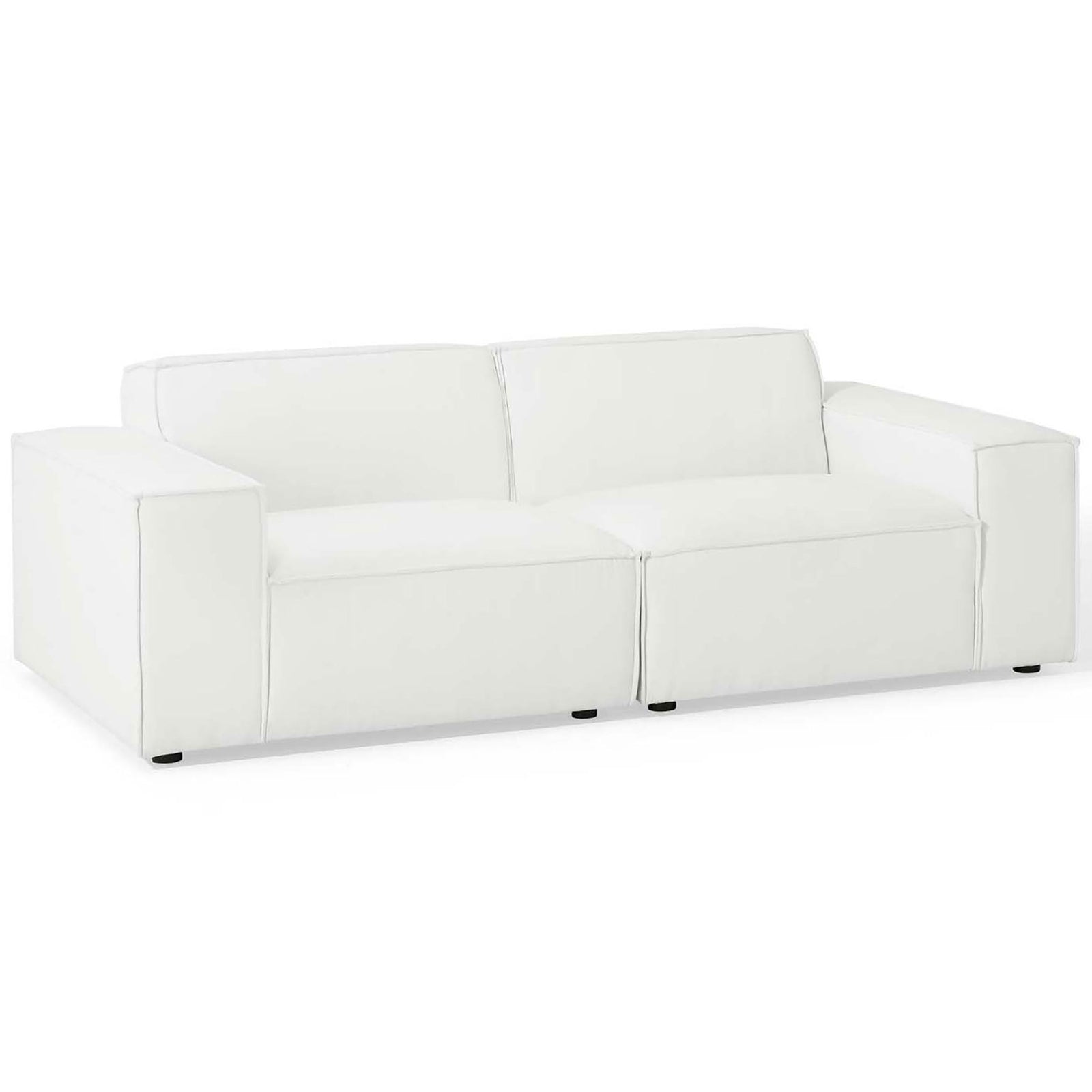 Low profile white sectional sofa with deep plush cushions for relaxed lounging || EEI-4111-WHI || front_angle_studio