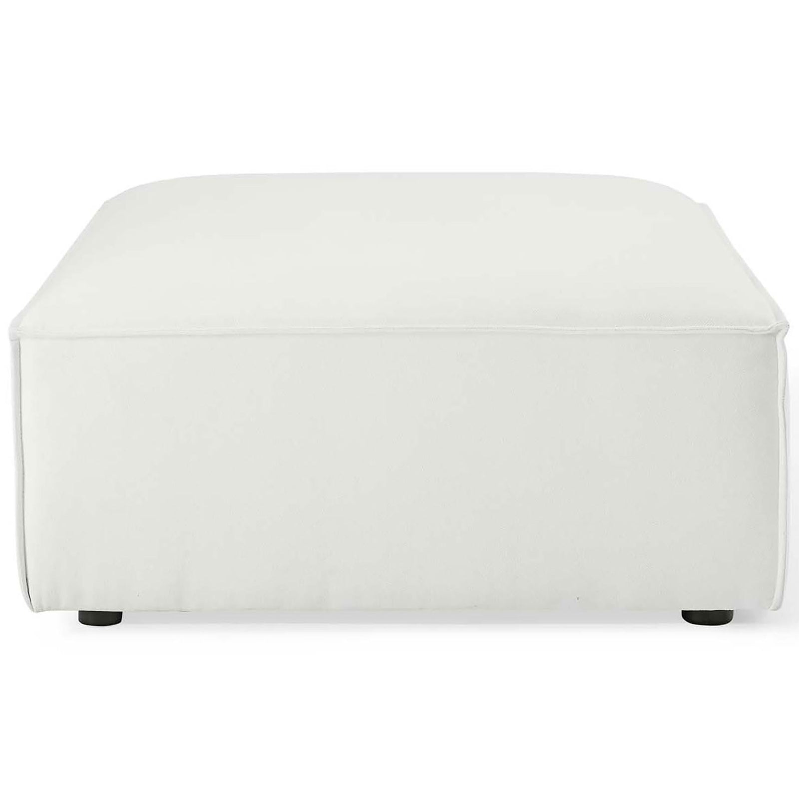 Generously cushioned Restore ottoman with smooth white upholstery and soft rounded edges || EEI-4116-WHI || front_partial_studio