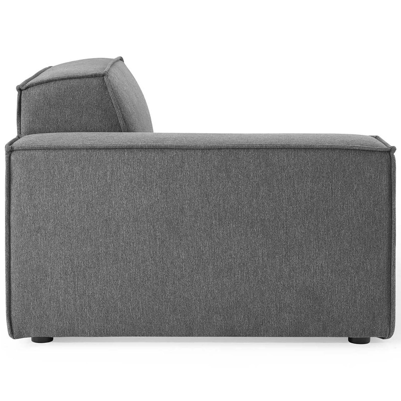 Charcoal modular end unit showcasing the extended back panel and crisp, contemporary lines || EEI-4117-CHA || side_partial_studio