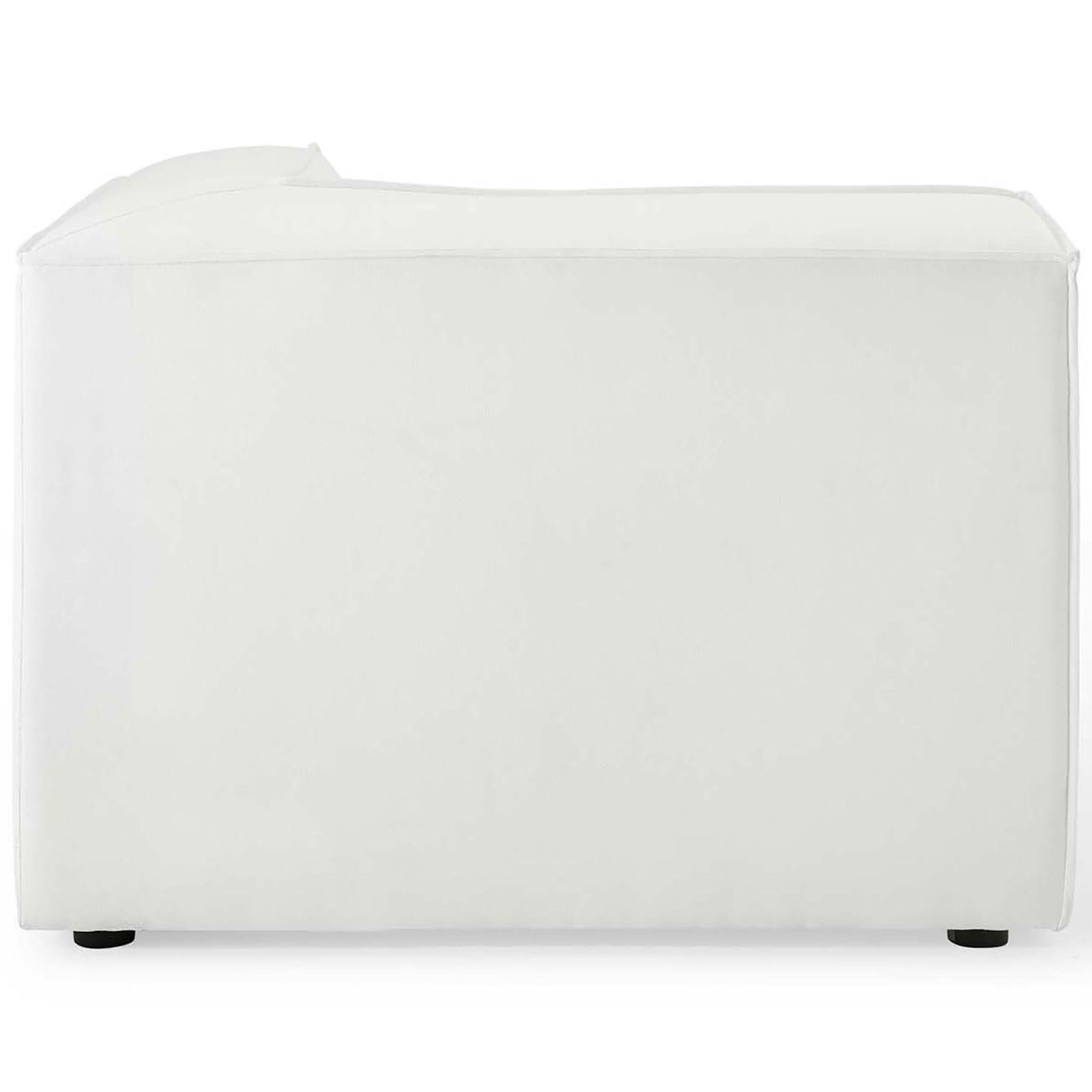 White corner modular sofa section emphasizing the soft backrest and supportive seat || EEI-4117-WHI || back_partial_studio