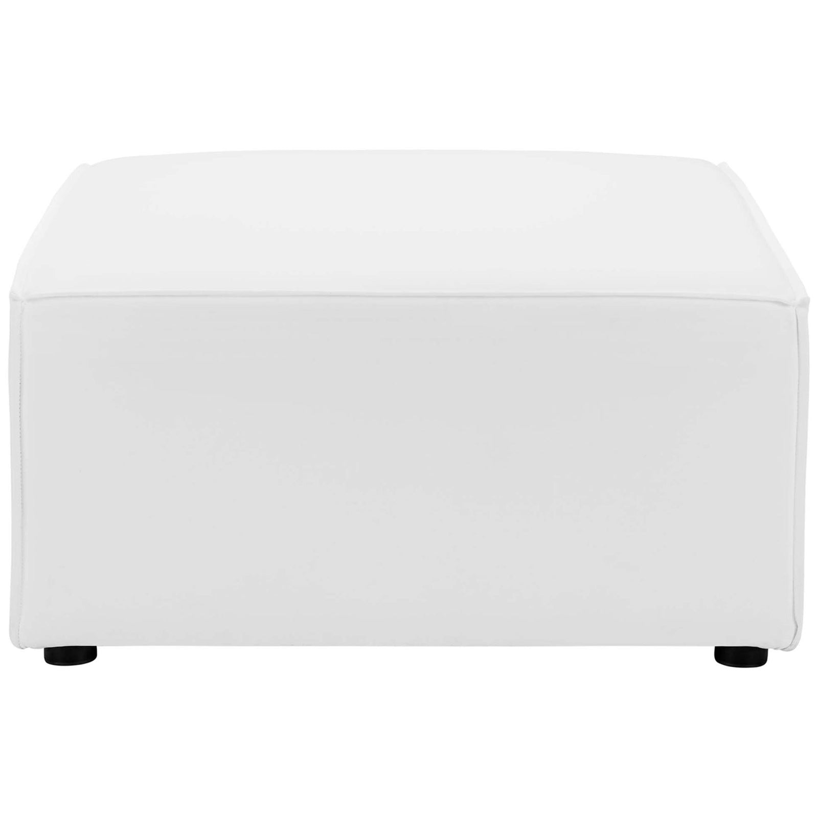 Modern white outdoor sectional ottoman with crisp boxy profile and smooth upholstered sides || EEI-4211-WHI || front_studio