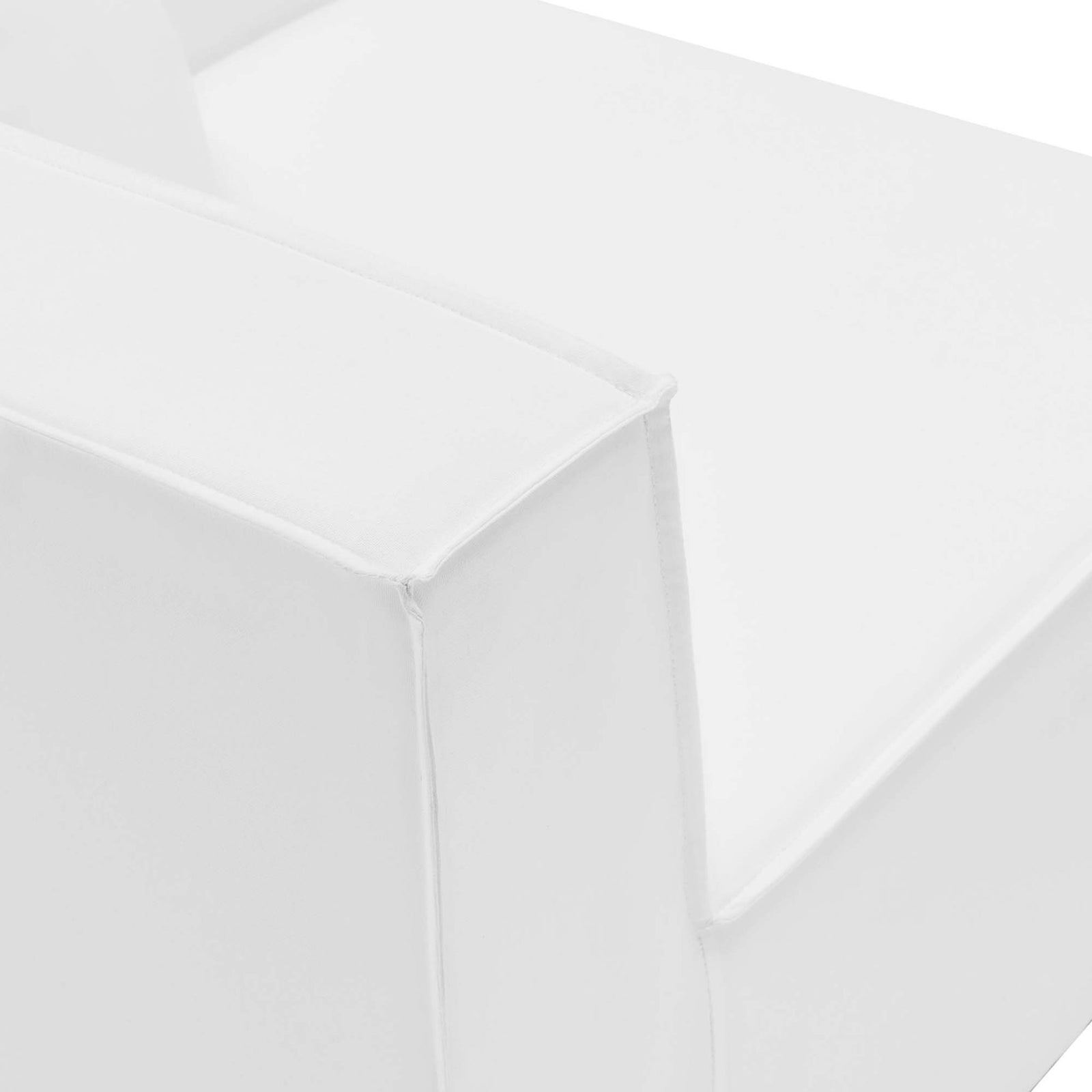White upholstery showing refined French piping and smooth, tailored seat edge || EEI-4380-WHI || detail_studio