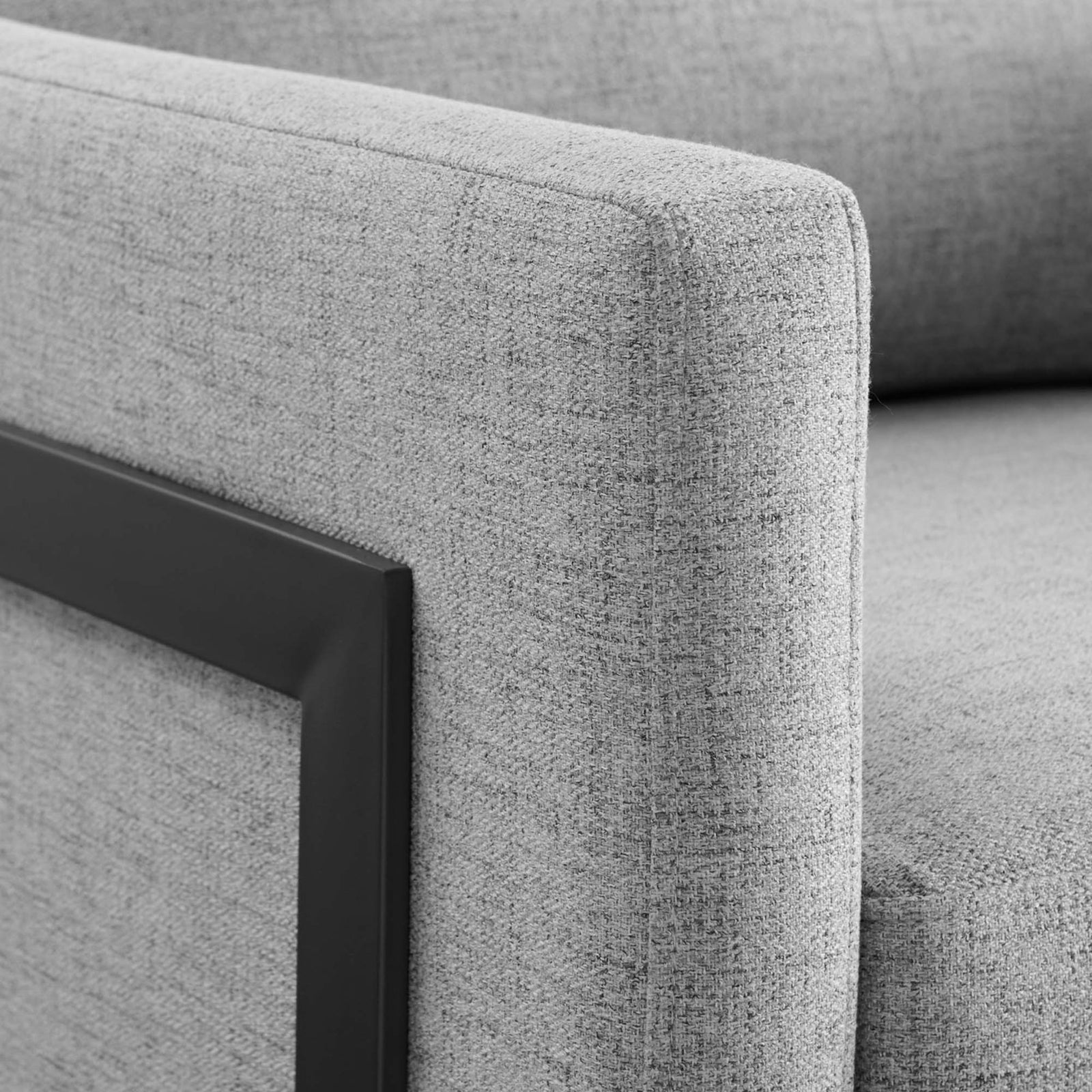 Textured polyester fabric and crisp tailoring underscore its durable, high-contrast design. || EEI-4391-BLK-LGR || detail_studio
