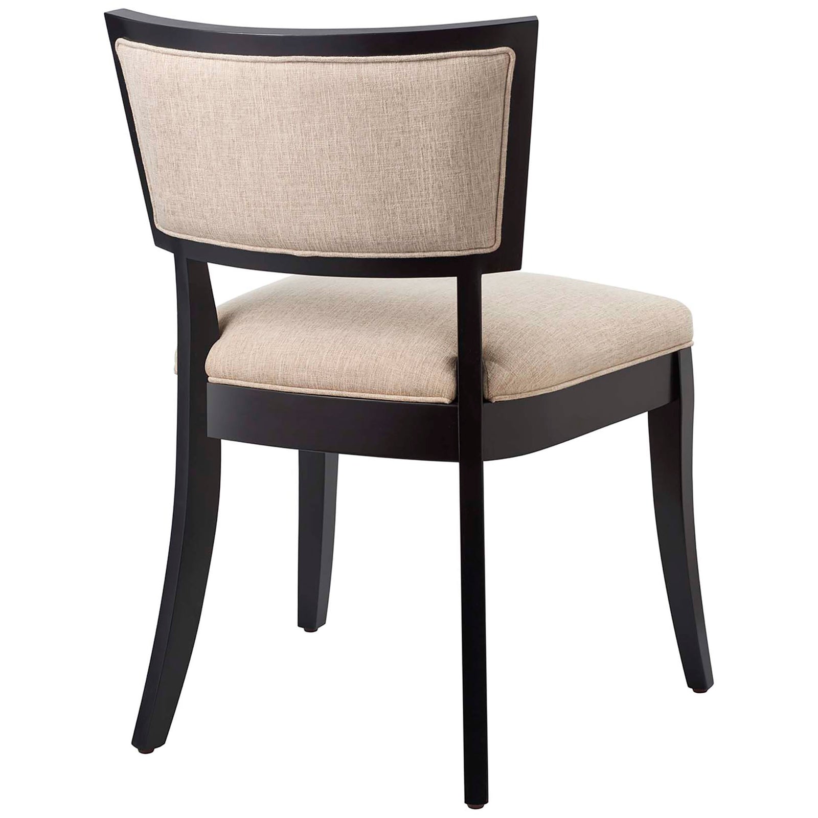 Dining chair with curved black wood frame and upholstered back panel for supportive comfort || EEI-4557-BEI || back_studio