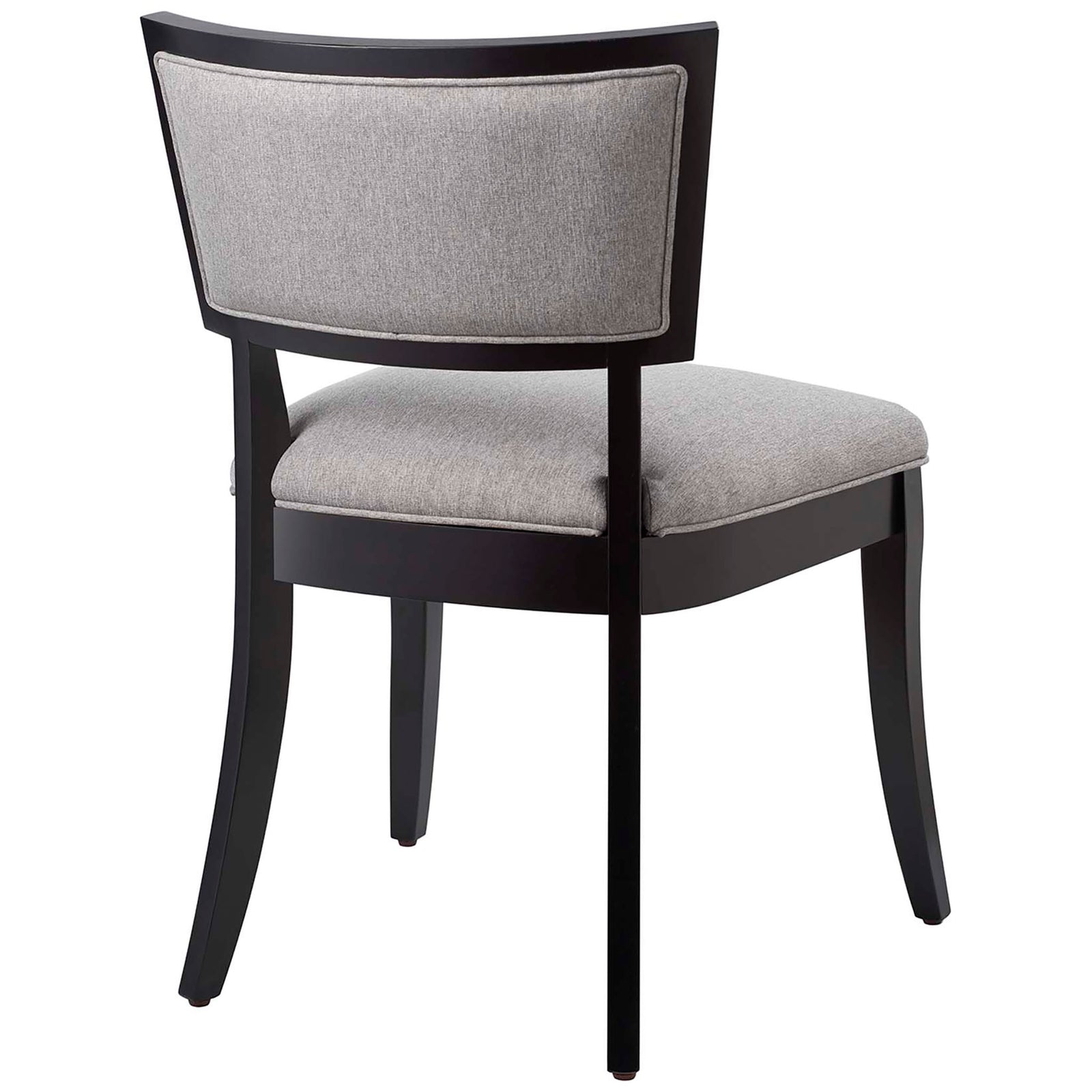 Back view of light gray dining chair with framed upholstered panel and dark wood finish || EEI-4557-LGR || back_studio