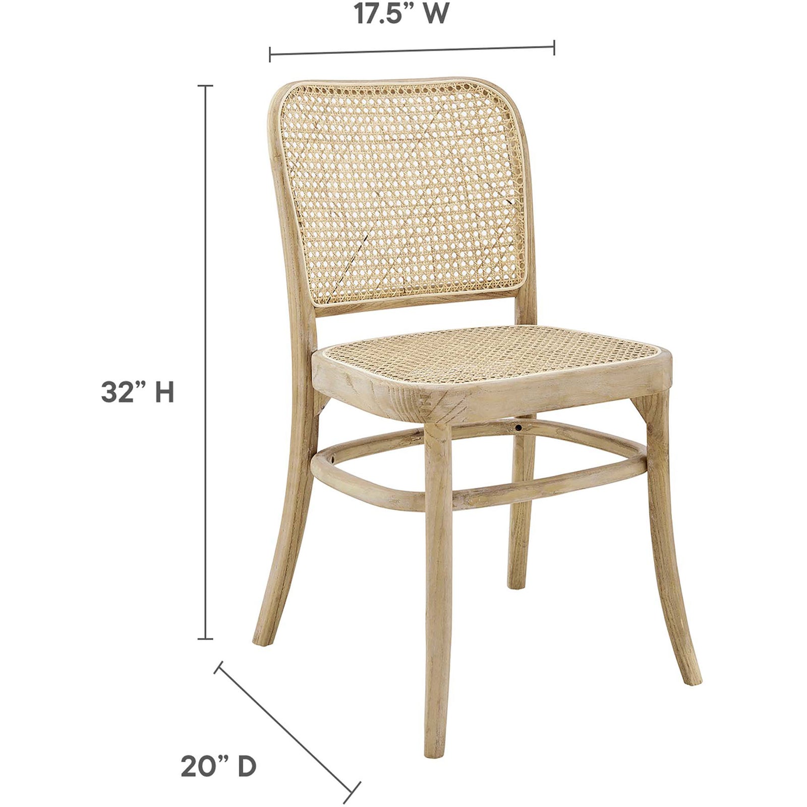 Dining chair with labeled height, width, and depth to make measuring your dining area simple. || EEI-4646-GRY || dimension_studio