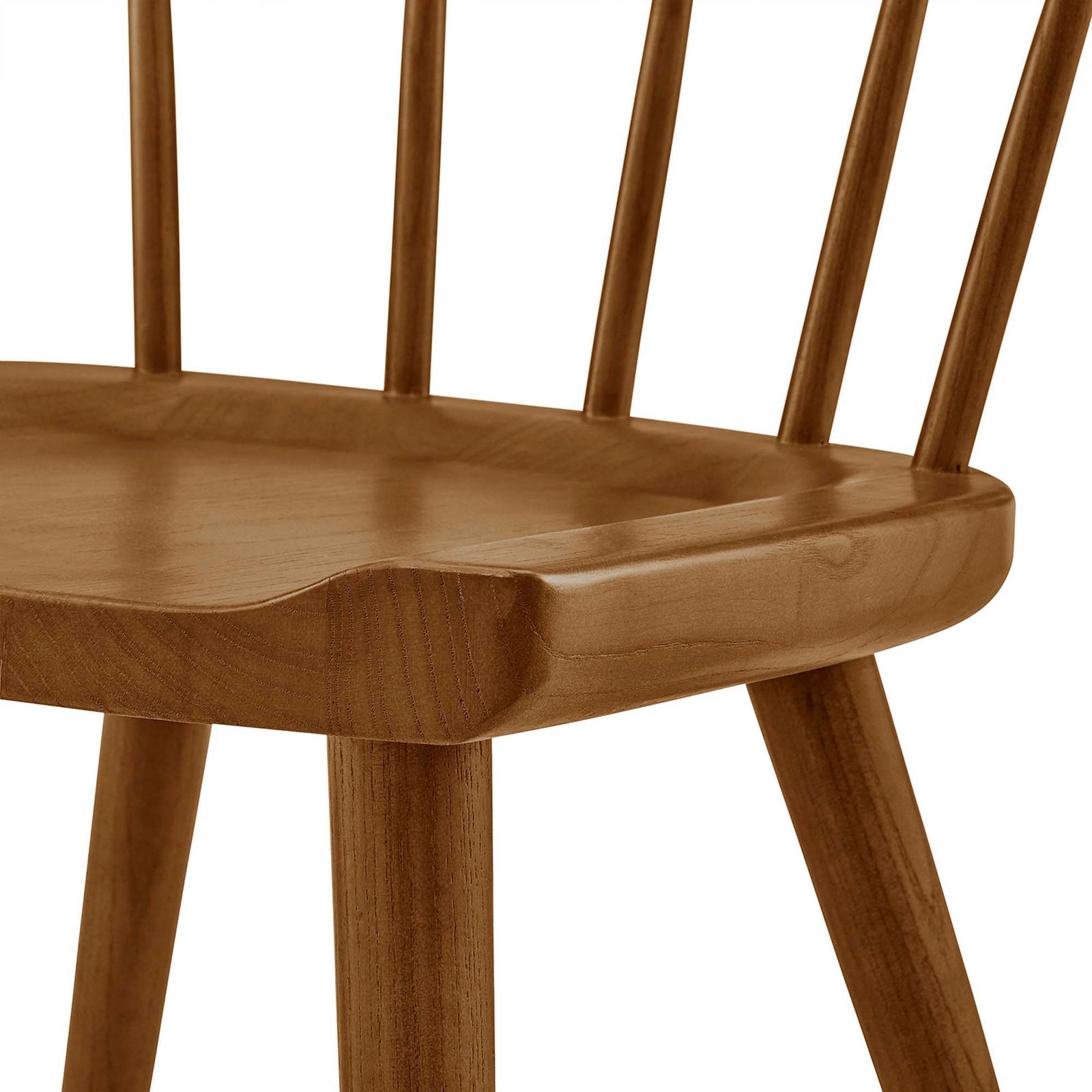 Smooth contoured seat edge and rounded legs emphasize the comfortable craftsmanship of the chair. || EEI-4650-WAL || detail_studio
