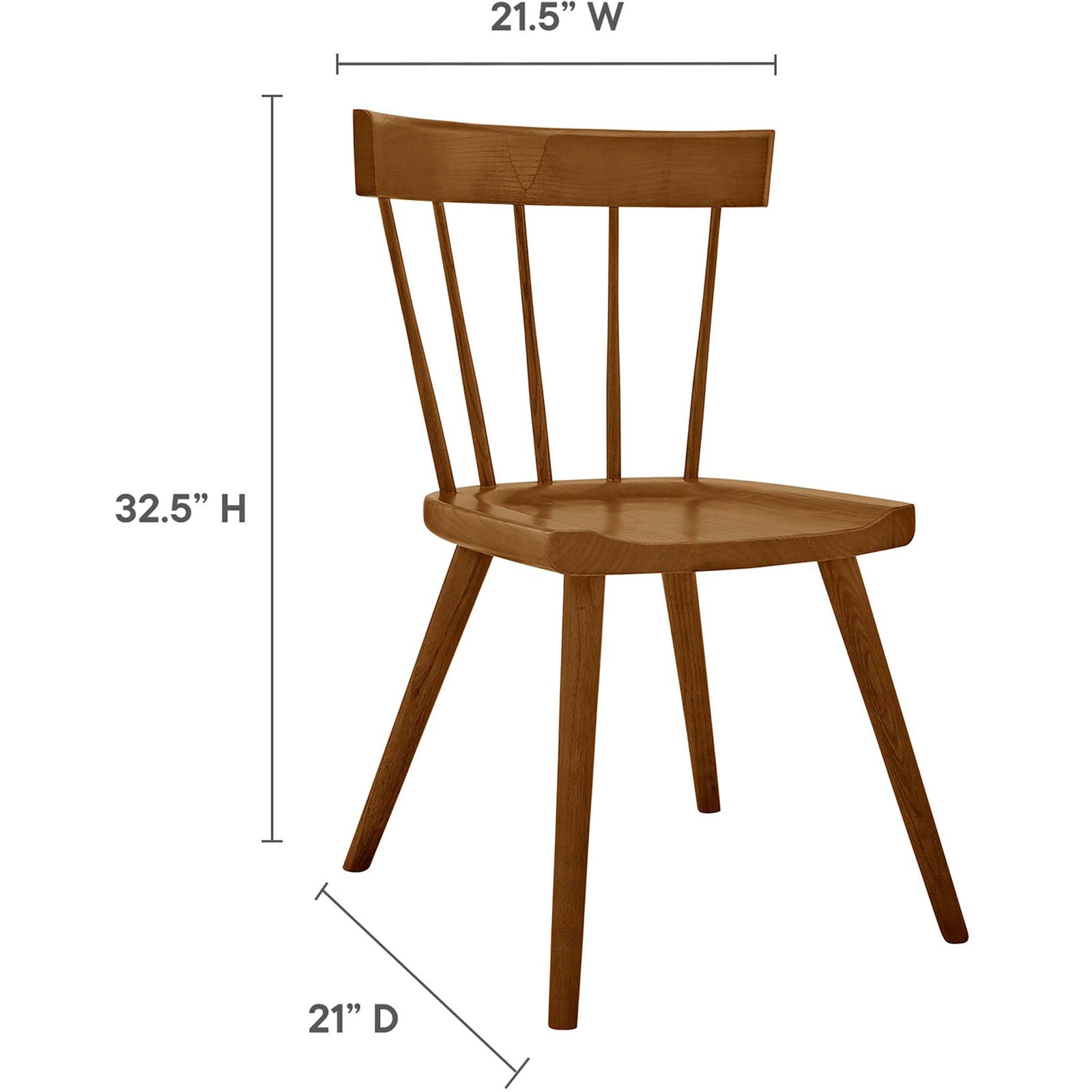 Compact walnut dining chair with space-saving proportions ideal for kitchens and cozy breakfast nooks. || EEI-4650-WAL || dimension_studio
