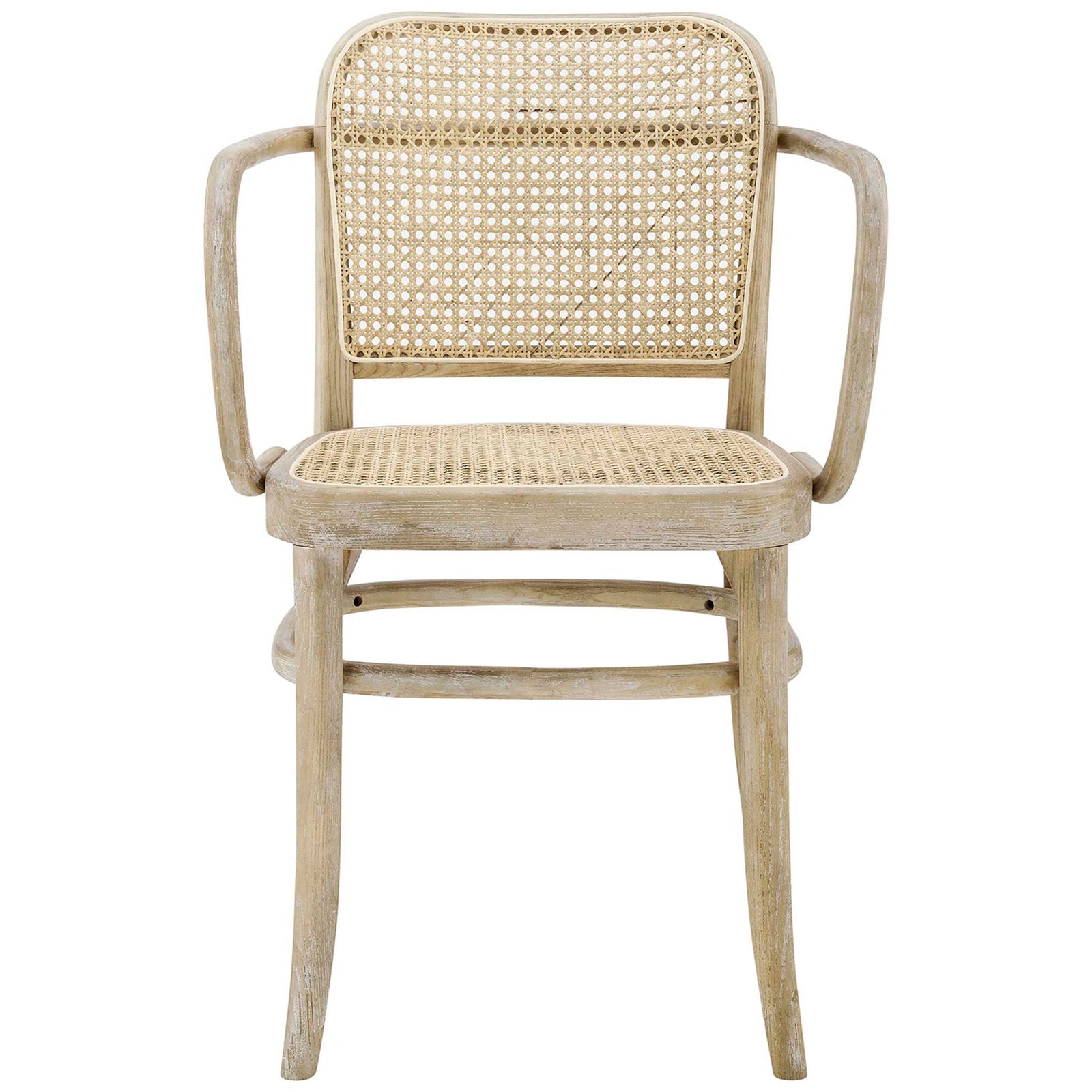 Winona wood dining chair showcasing the woven cane back and matching cane seat || EEI-4651-GRY || front_studio