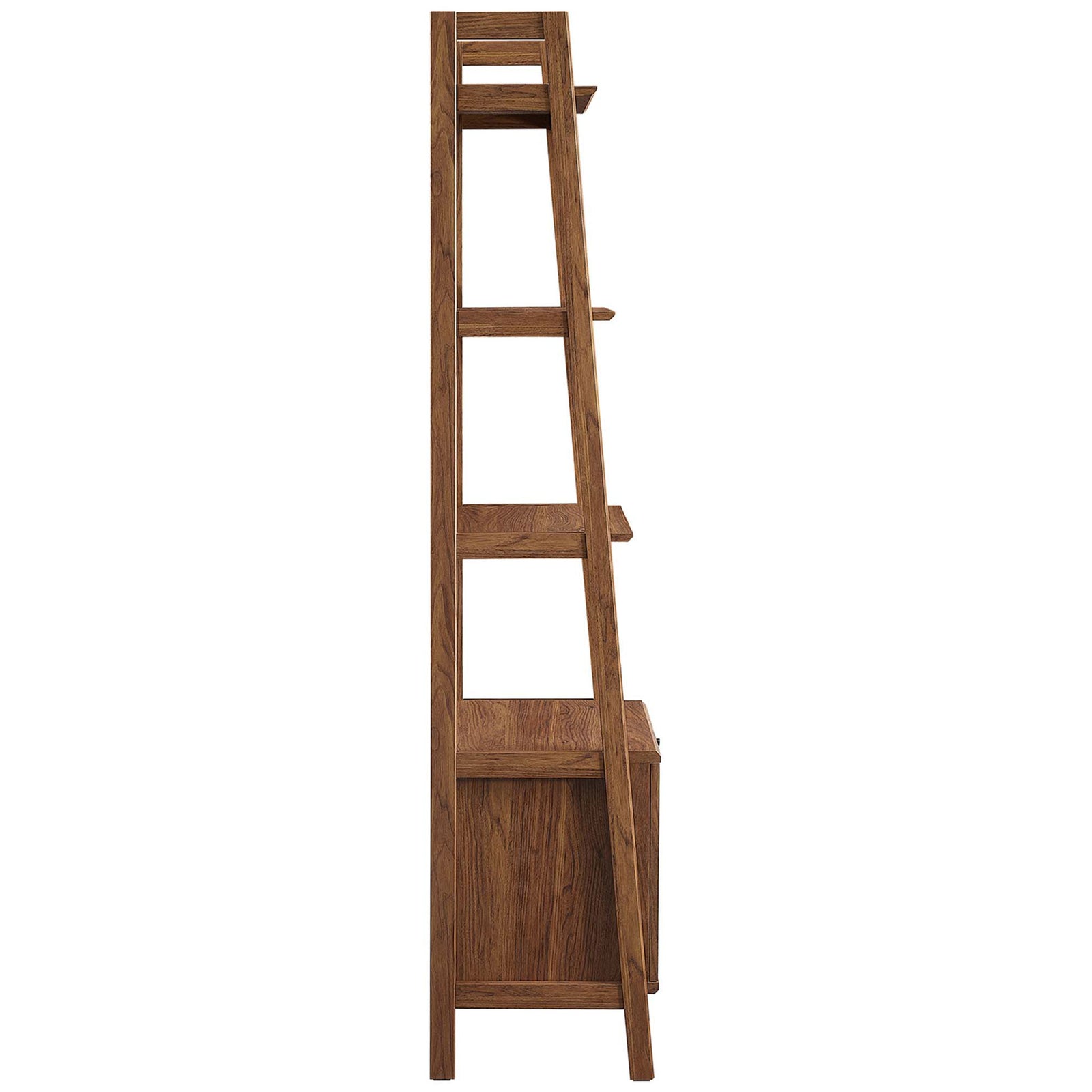 Slim ladder-style frame with tapered lines and rich walnut wood grain || EEI-4655-WAL || side_studio