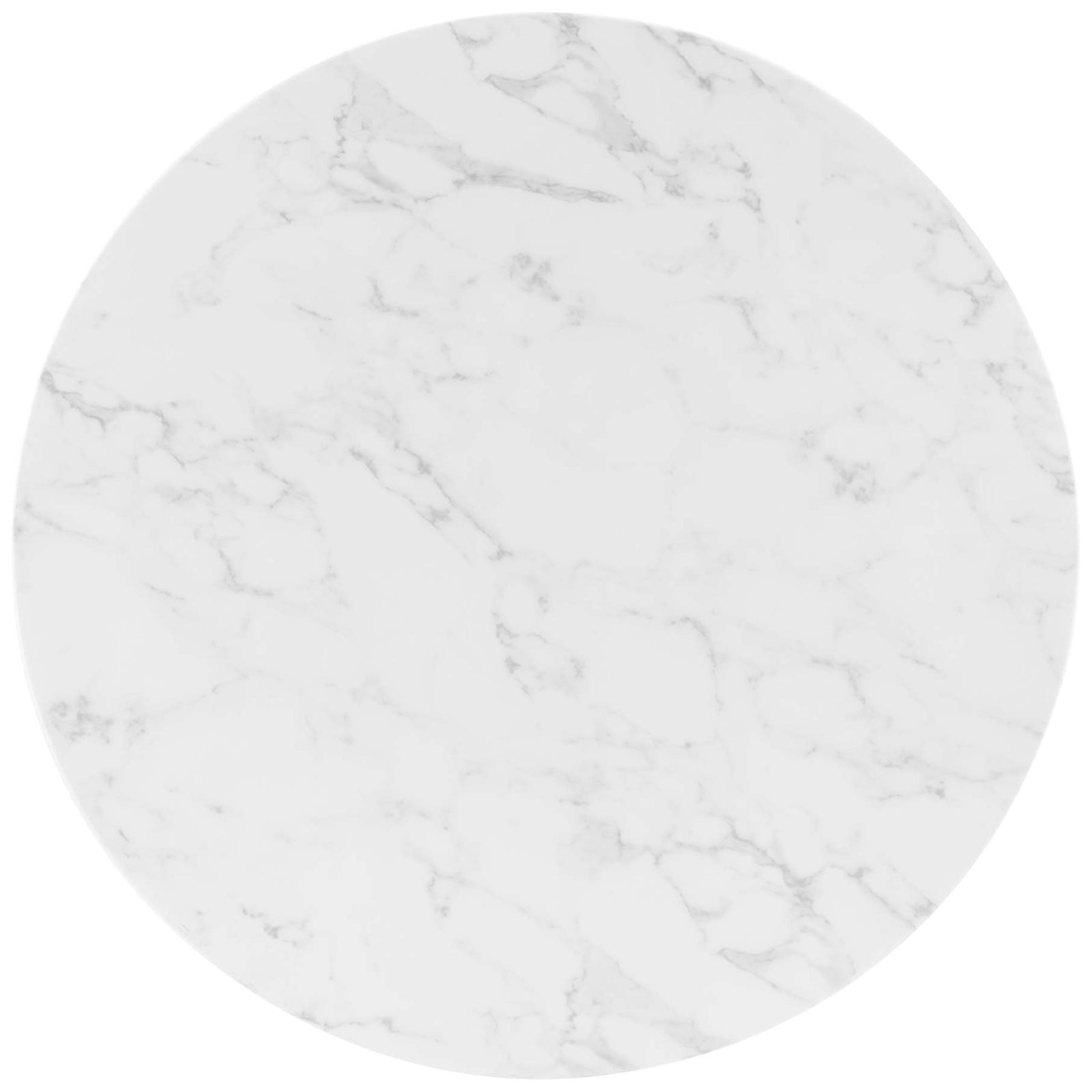 Generous 40 inch white faux marble tabletop with subtle gray stone-inspired pattern || EEI-4749-GLD-WHI || top_studio