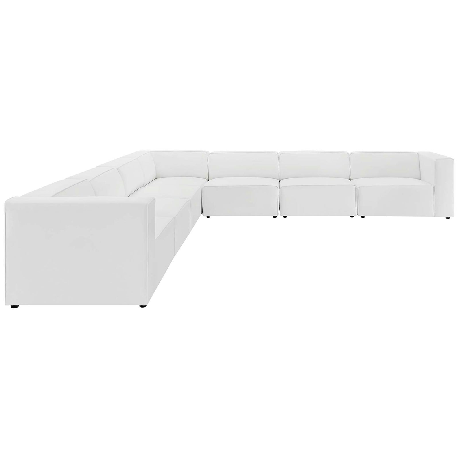 Expansive L-shaped sectional offers generous seating along both sides for large modern living rooms || EEI-4798-WHI || front_angle_studio