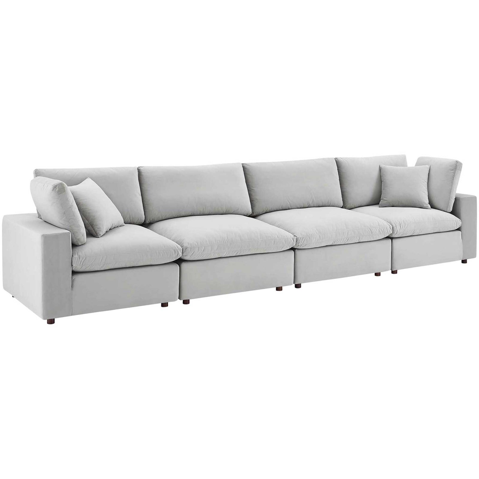 Carmen 4 Piece Modular Sectional Velvet Sofa Light Gray