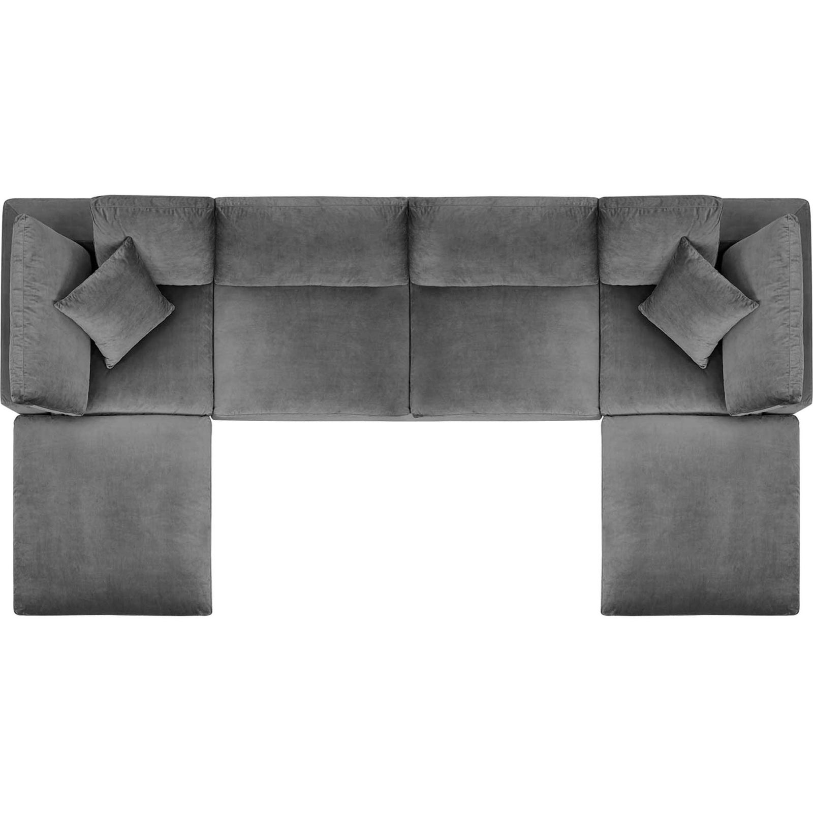 Carmen 6 Piece Modular Velvet Sofa with Ottomans Gray