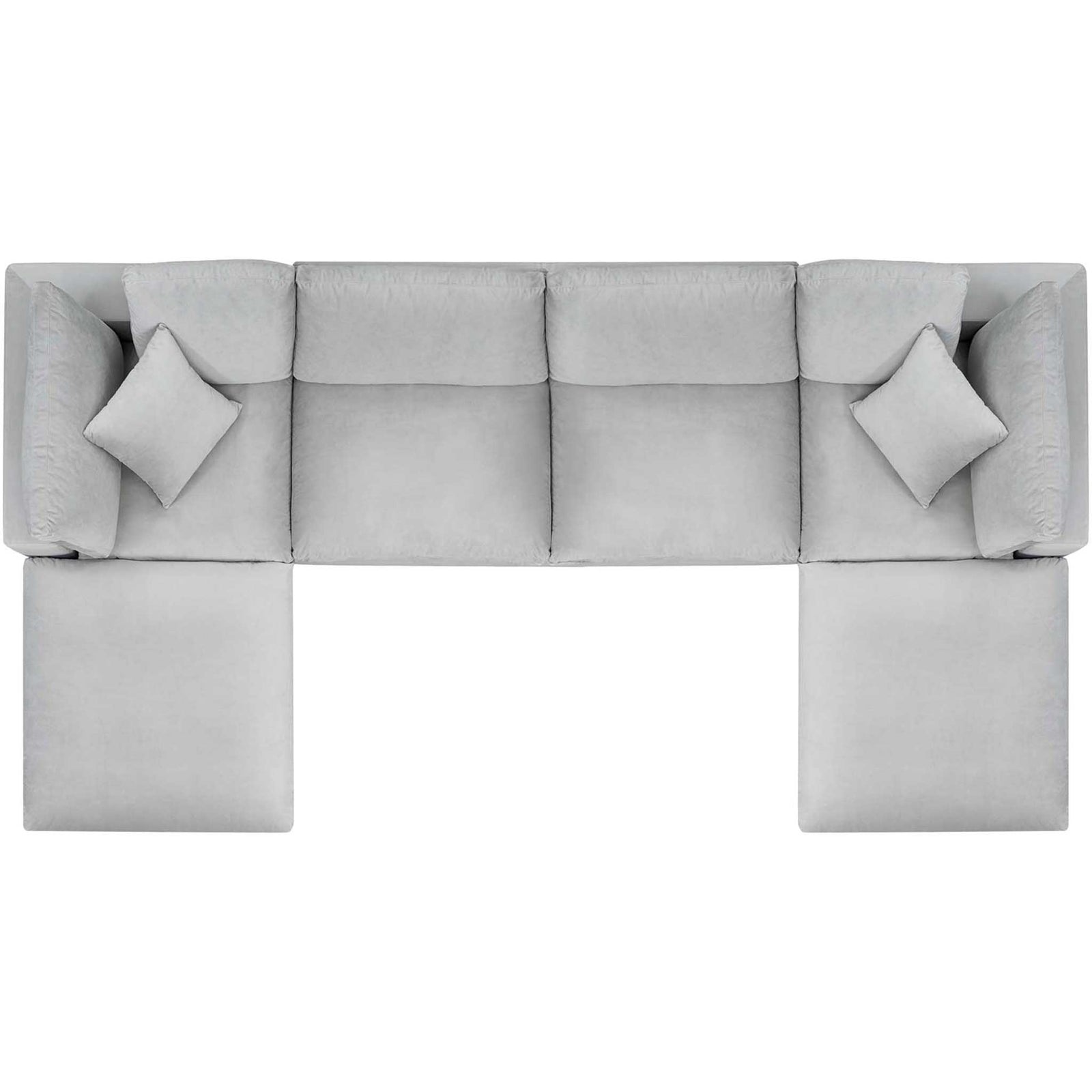Carmen 6 Piece Modular Velvet Sofa with Ottomans Light Gray