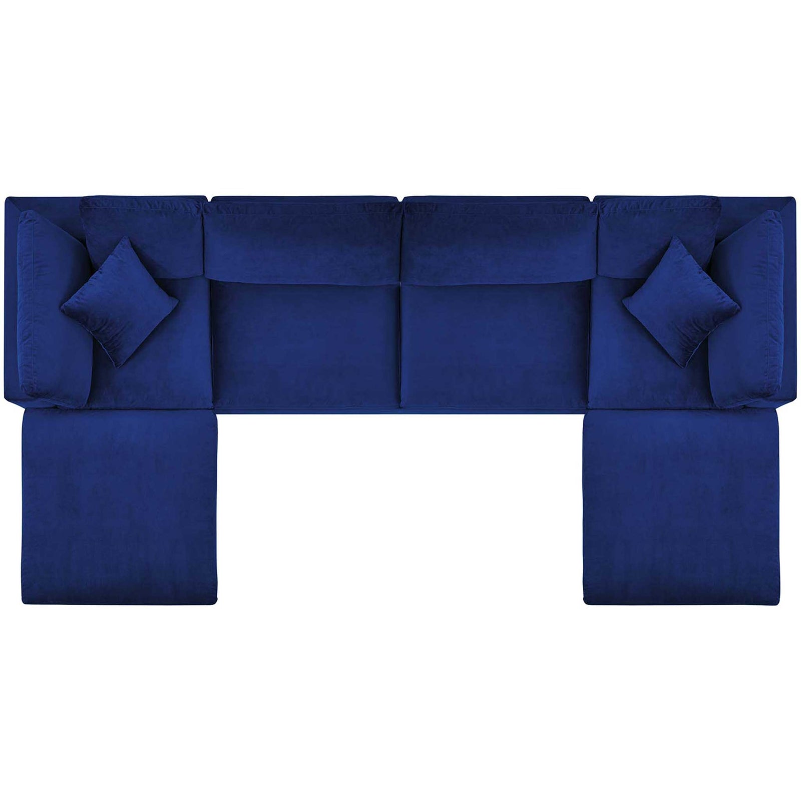 Carmen 6 Piece Modular Velvet Sofa with Ottomans Navy