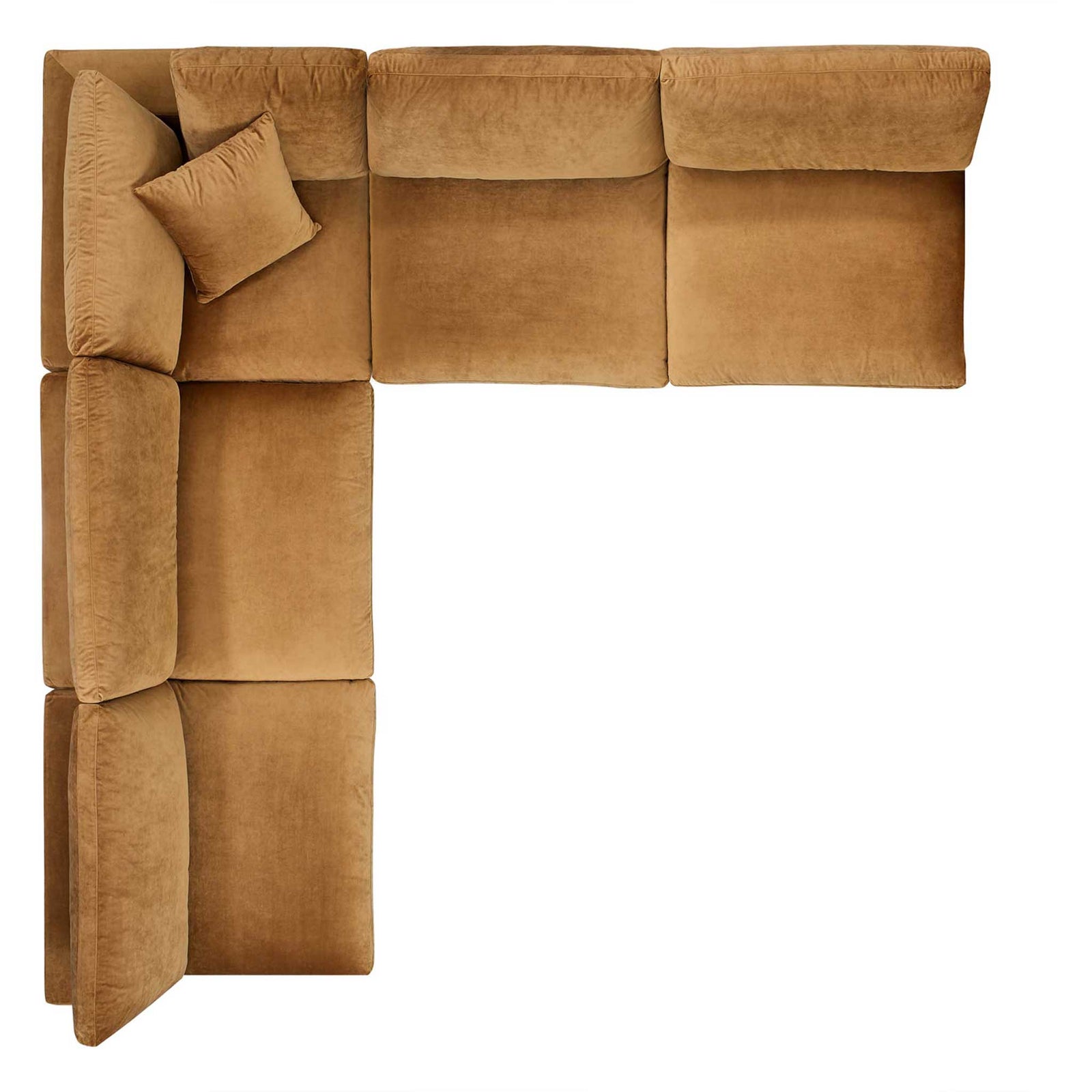 Carmen 5 Piece Armless Modular Velvet Sofa Cognac