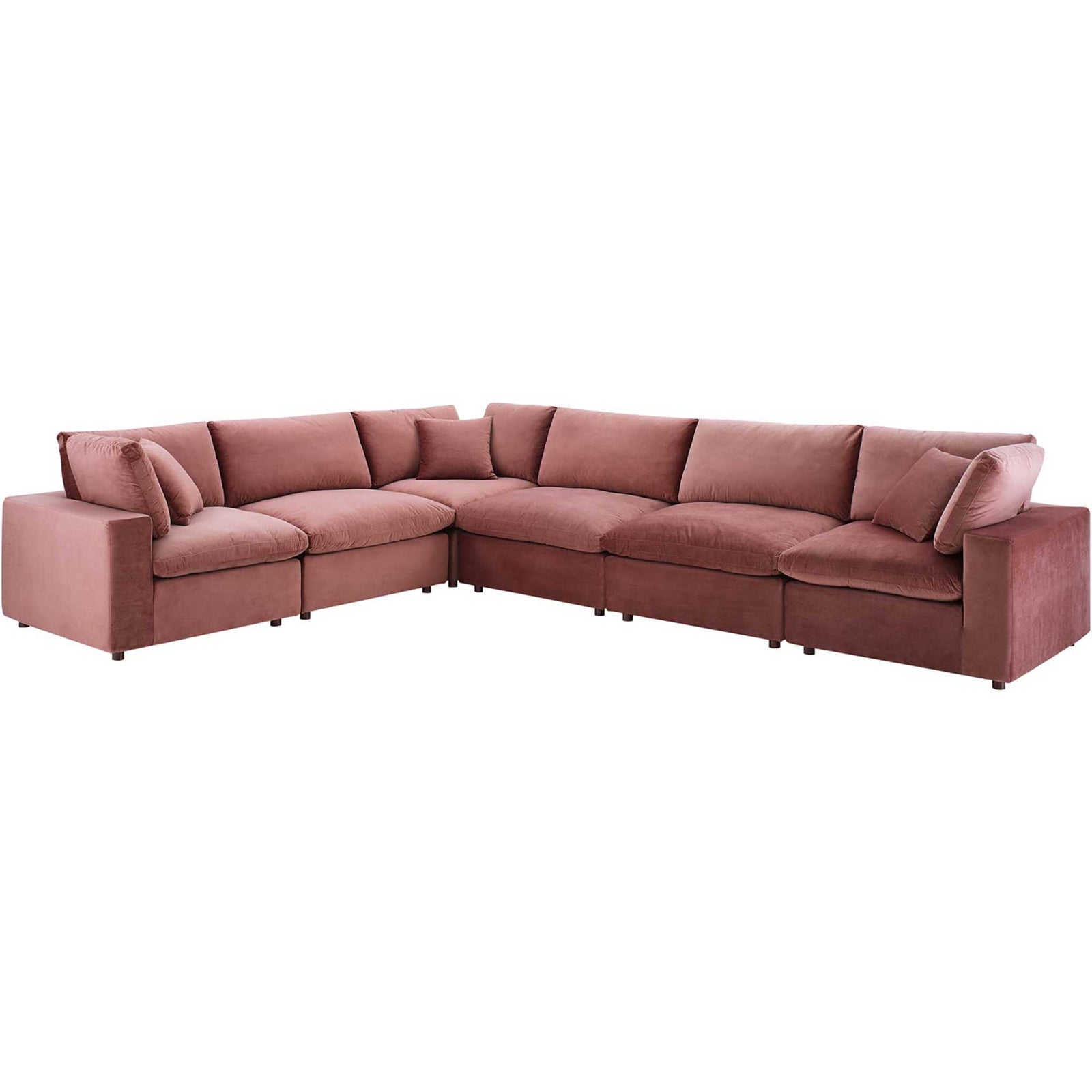 Carmen 6 Piece Modular Sectional Velvet Sofa Dusty Rose