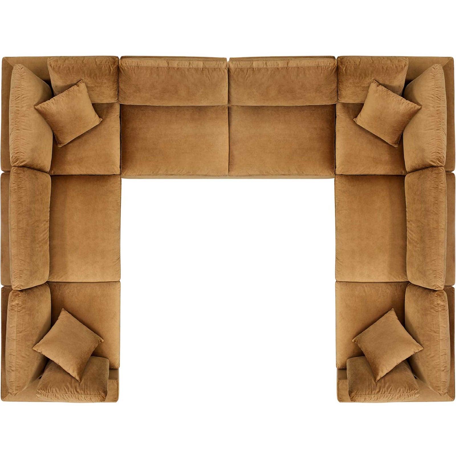 Carmen 8 Piece Modular Sectional Velvet Sofa Cognac
