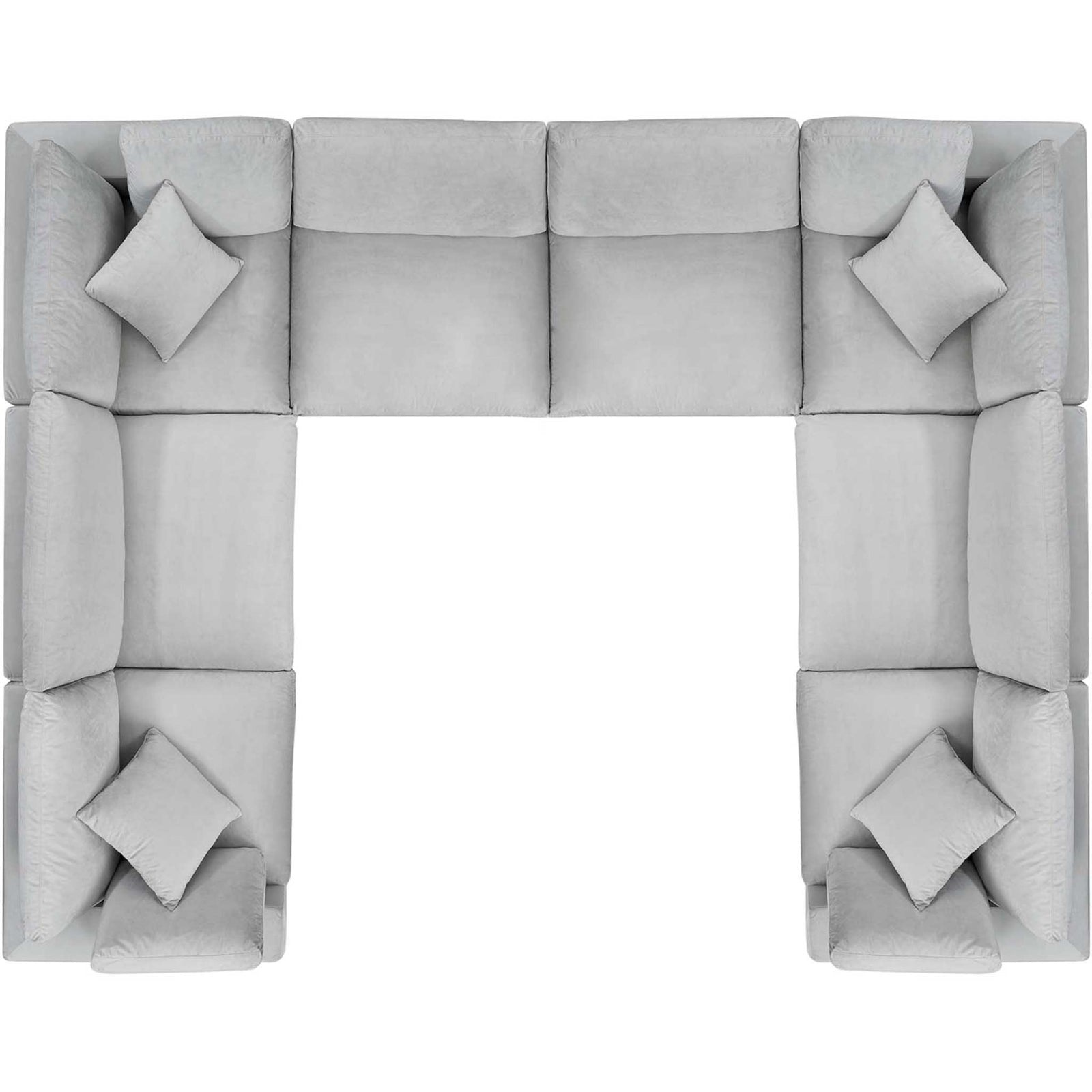 Carmen 8 Piece Modular Sectional Velvet Sofa Light Gray