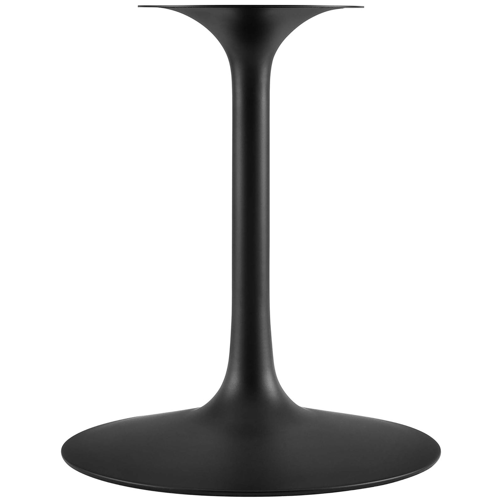 Matte black tulip pedestal base providing sturdy support with a smooth sculpted profile || EEI-4881-BLK-BLK || leg_studio
