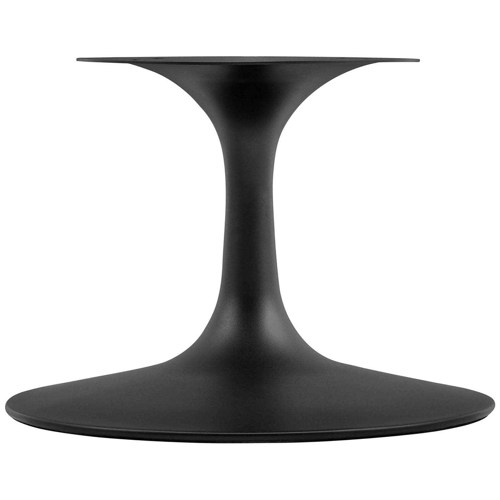 Matte black tapered pedestal base with smooth contours and stable wide foot || EEI-4884-BLK-BLK || leg_studio