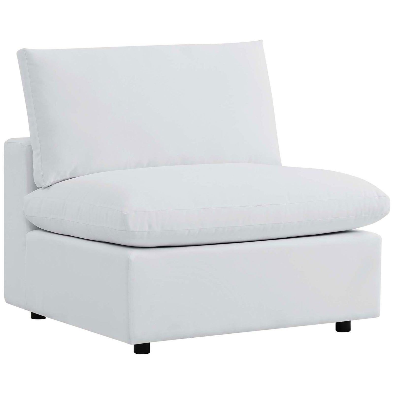 Crisp white Commix Sunbrella outdoor chair with generous seat cushion for resort-style comfort || EEI-4905-WHI || front_angle_studio