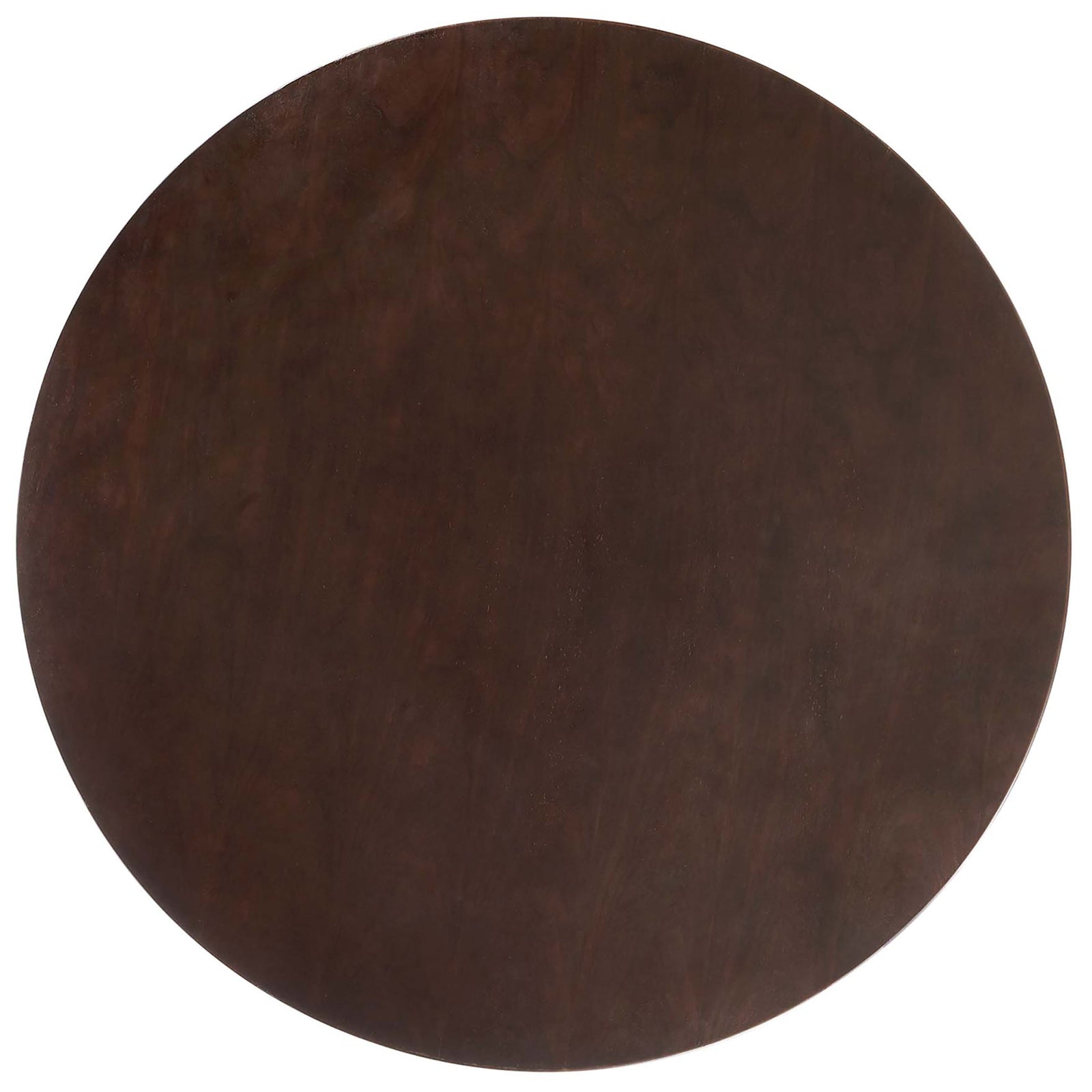 Spacious dark wood grain round tabletop with subtle natural pattern || EEI-5175-WHI-CHE || top_studio