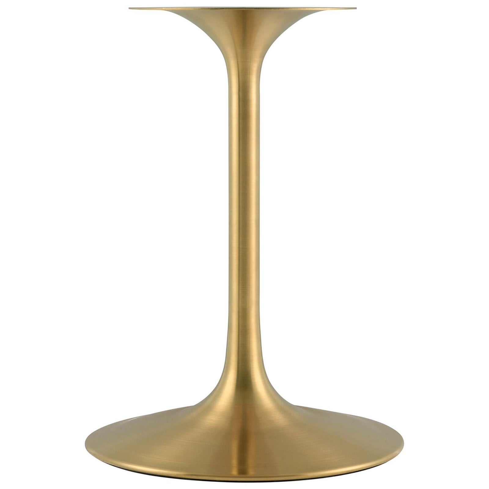 Tapered brushed gold pedestal base with sculptural profile adds glamorous support to the table || EEI-5214-GLD-CHE || leg_studio