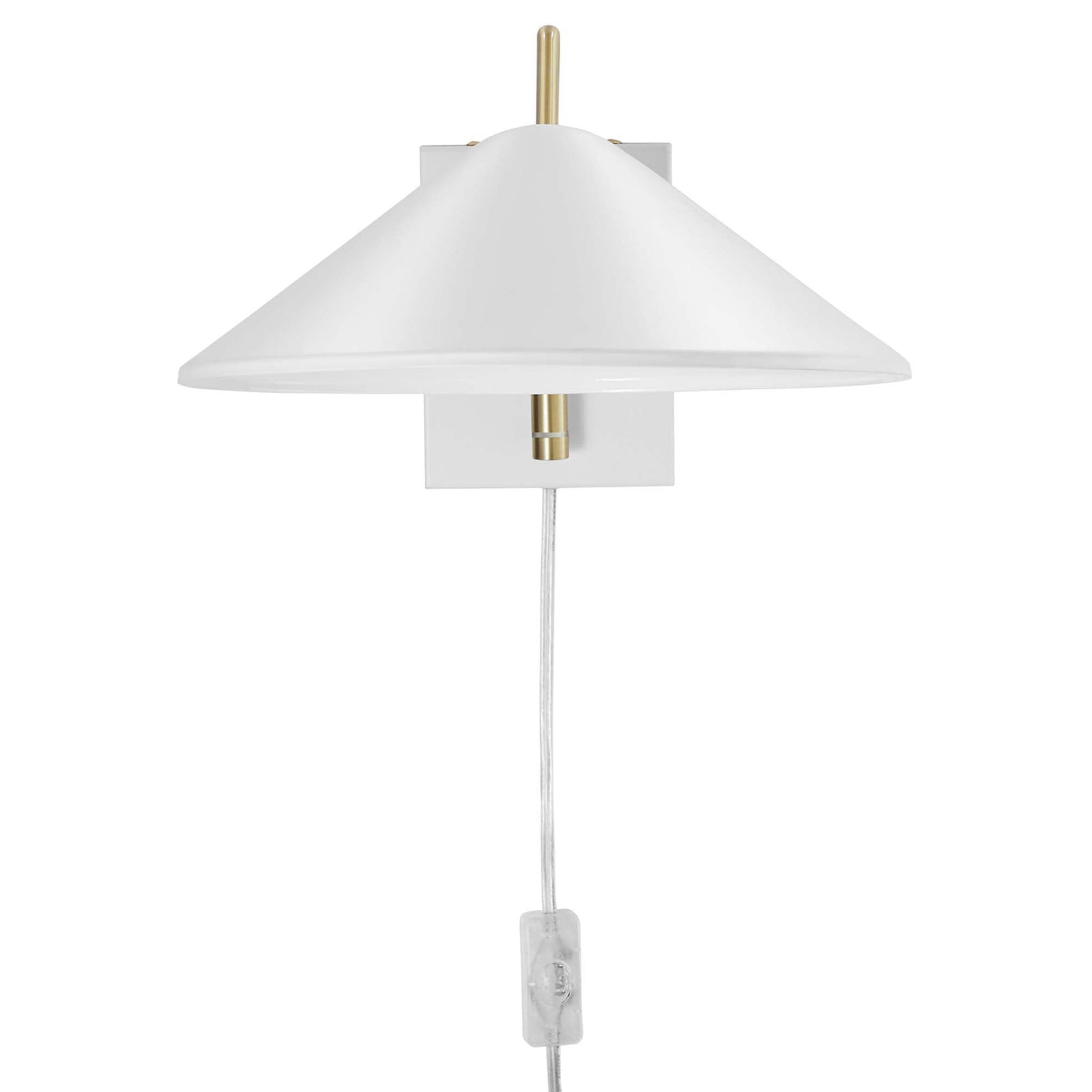 Wide white shade softly diffuses light, ideal for reading nooks and cozy corners. || EEI-5296-WHI || front_studio