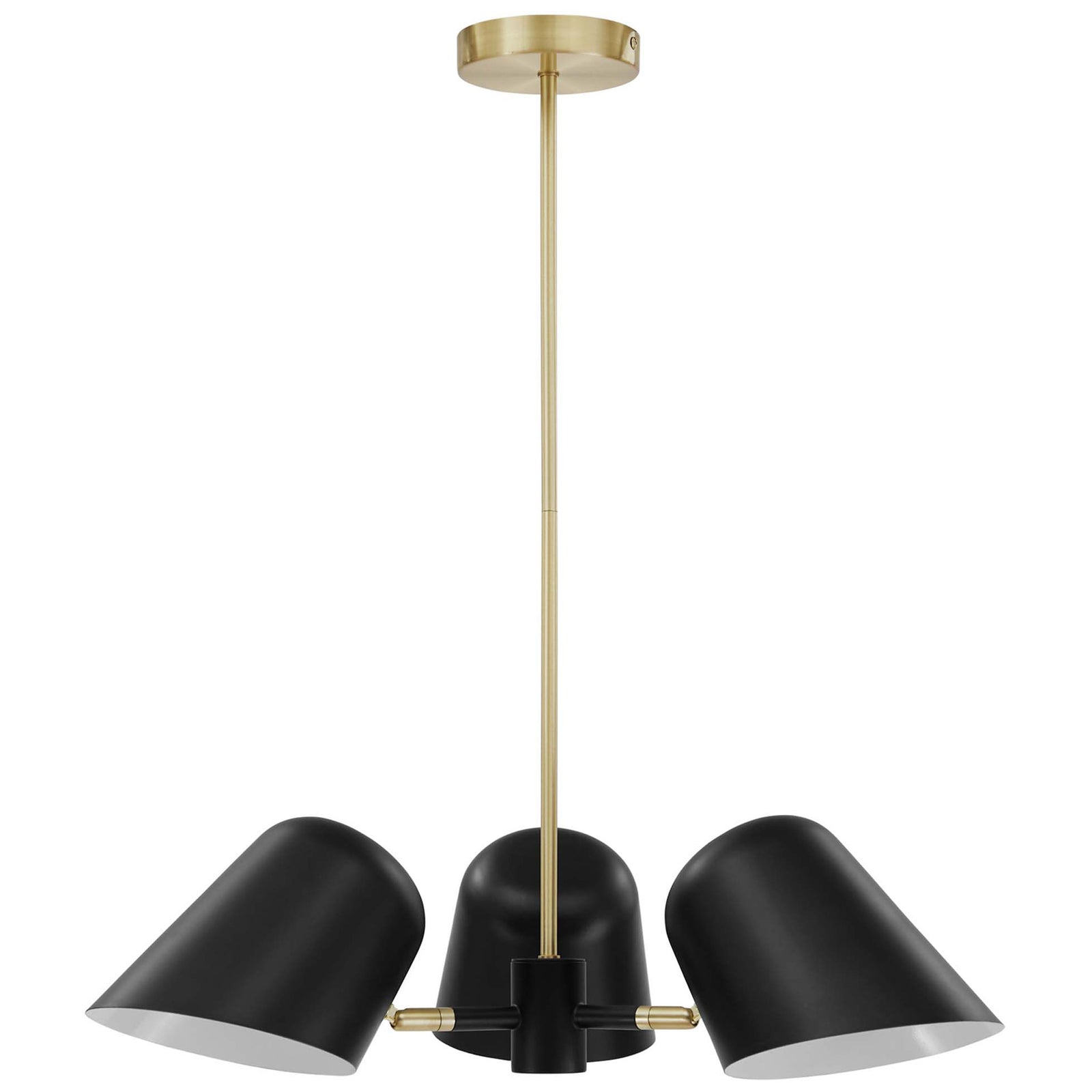 Streamlined silhouette with smooth black shades and understated satin brass hardware || EEI-5301-BLK || front_studio