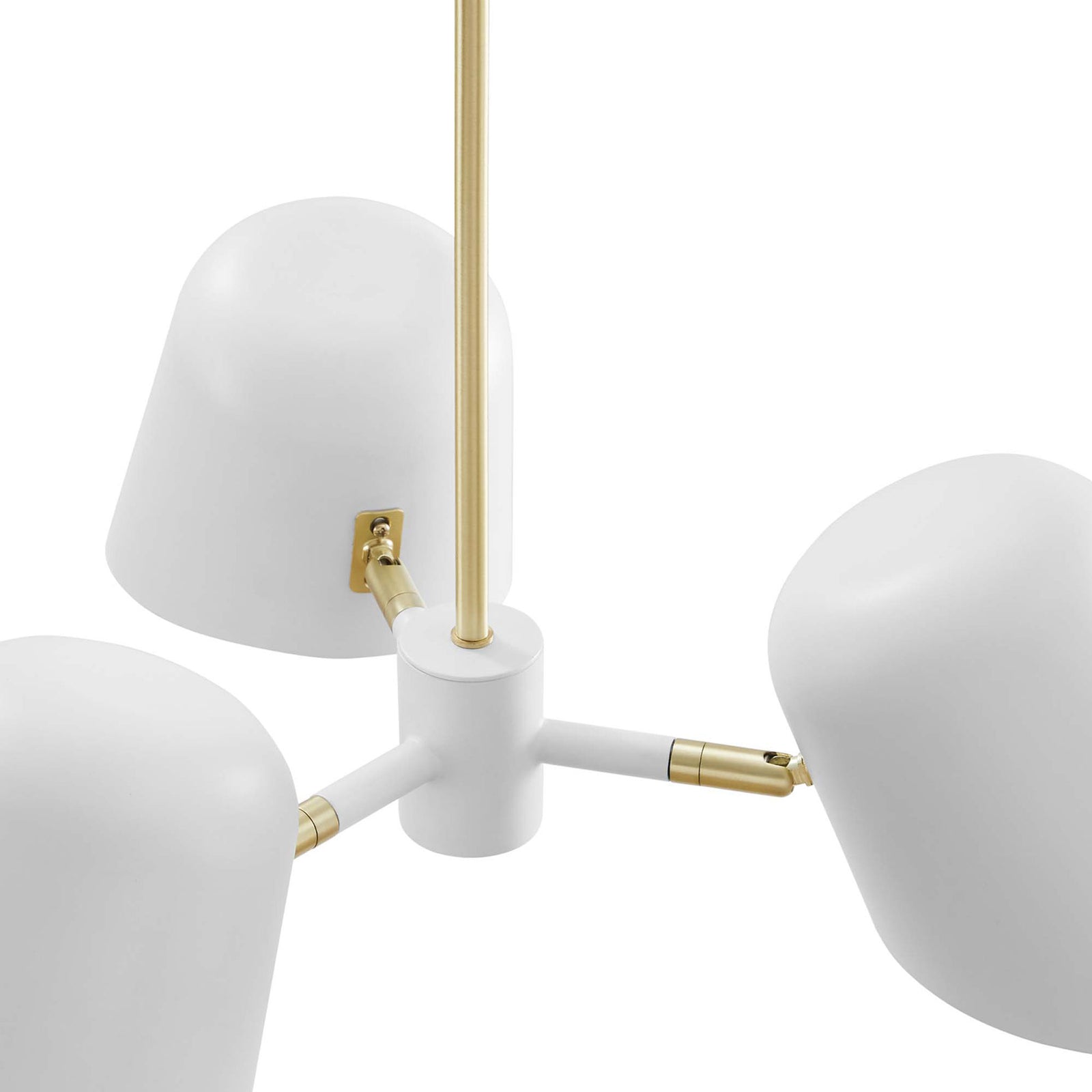 Streamlined three-arm hub in brass and white finishes delivers clean, modern geometry || EEI-5301-WHI || detail_studio