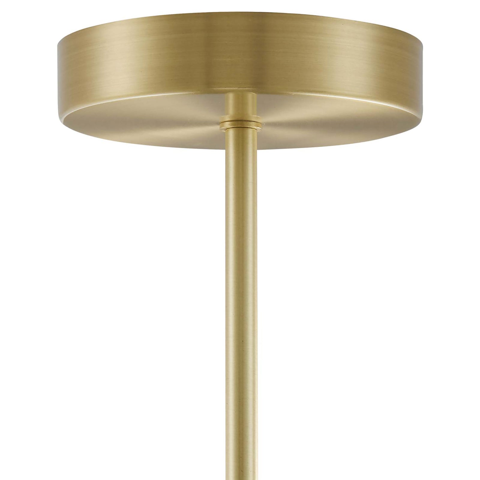 Low-profile satin brass canopy provides a polished finish and seamless ceiling mount || EEI-5301-WHI || detail_studio