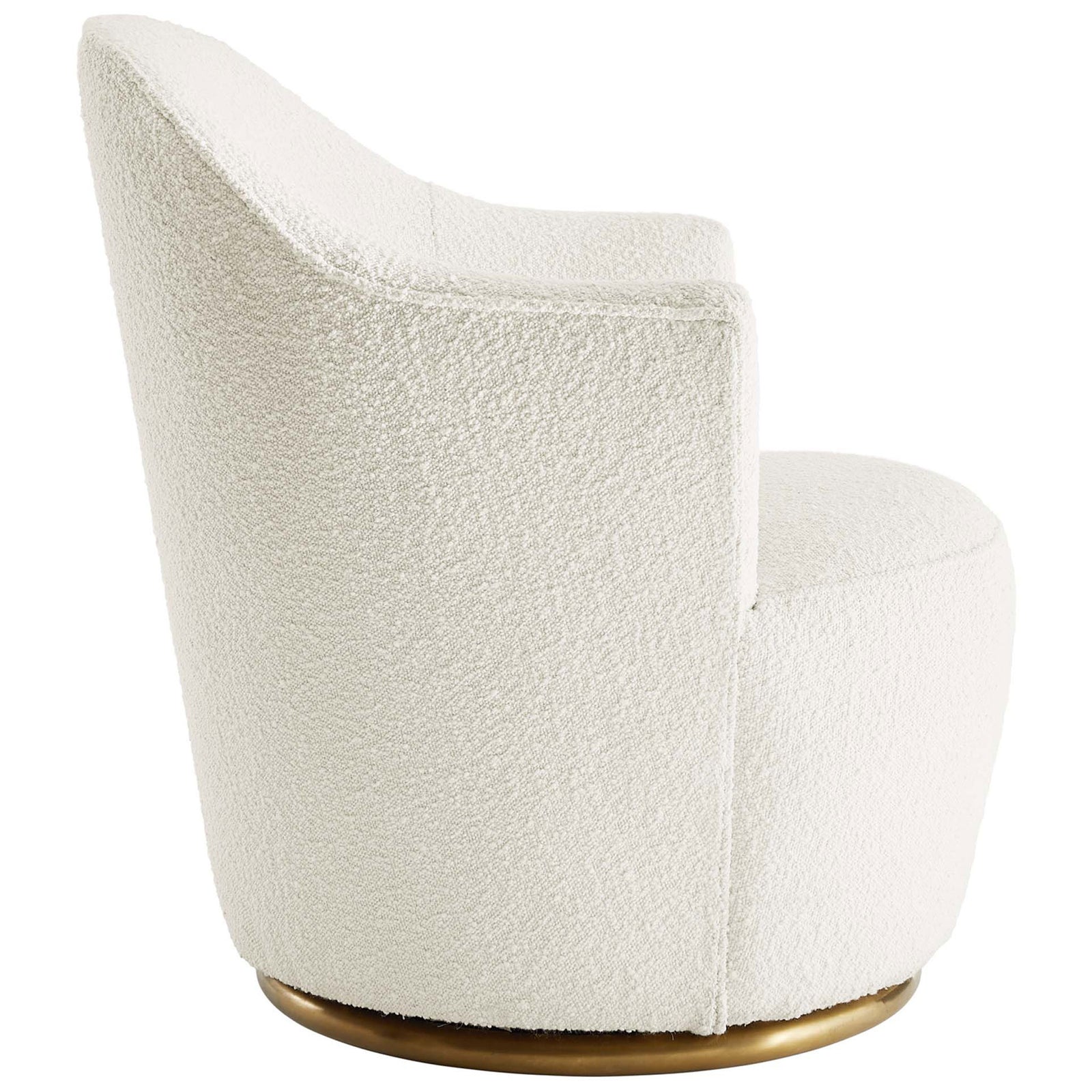 Streamlined profile highlights the sculpted arms and rounded seat on a smooth swivel || EEI-5311-WHI || side_studio