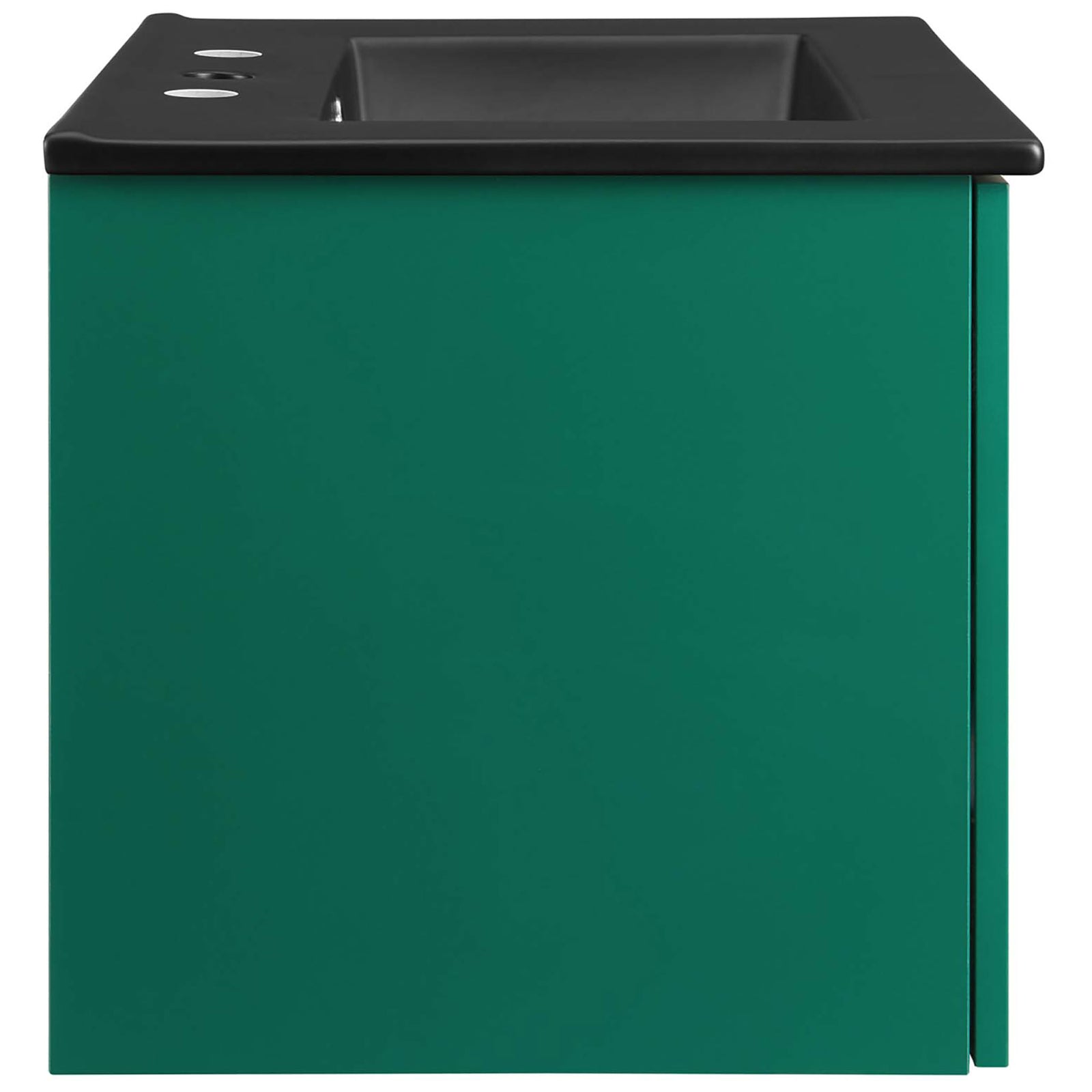 Streamlined silhouette highlights the bold green finish and smooth, softly rounded sink edge || EEI-5370-GRN-BLK || side_studio