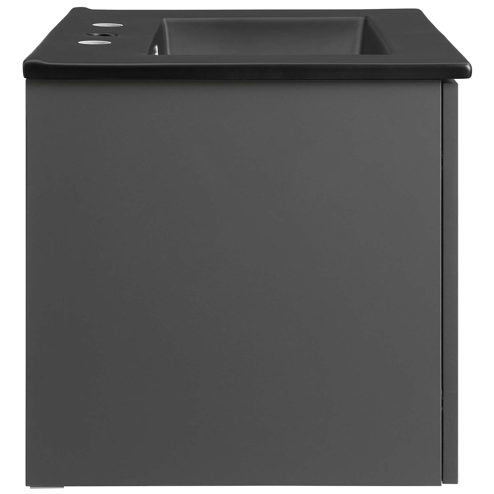 Sleek modern design with a smooth gray finish, crisp edges, and a compact wall-mounted silhouette || EEI-5370-GRY-BLK || side_studio